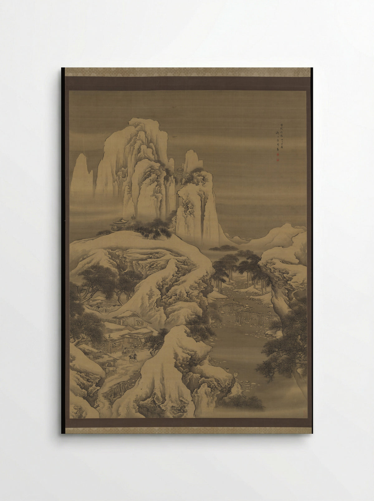 Inn and Travelers in Snowy Mountains - Yuan Yao - Poster