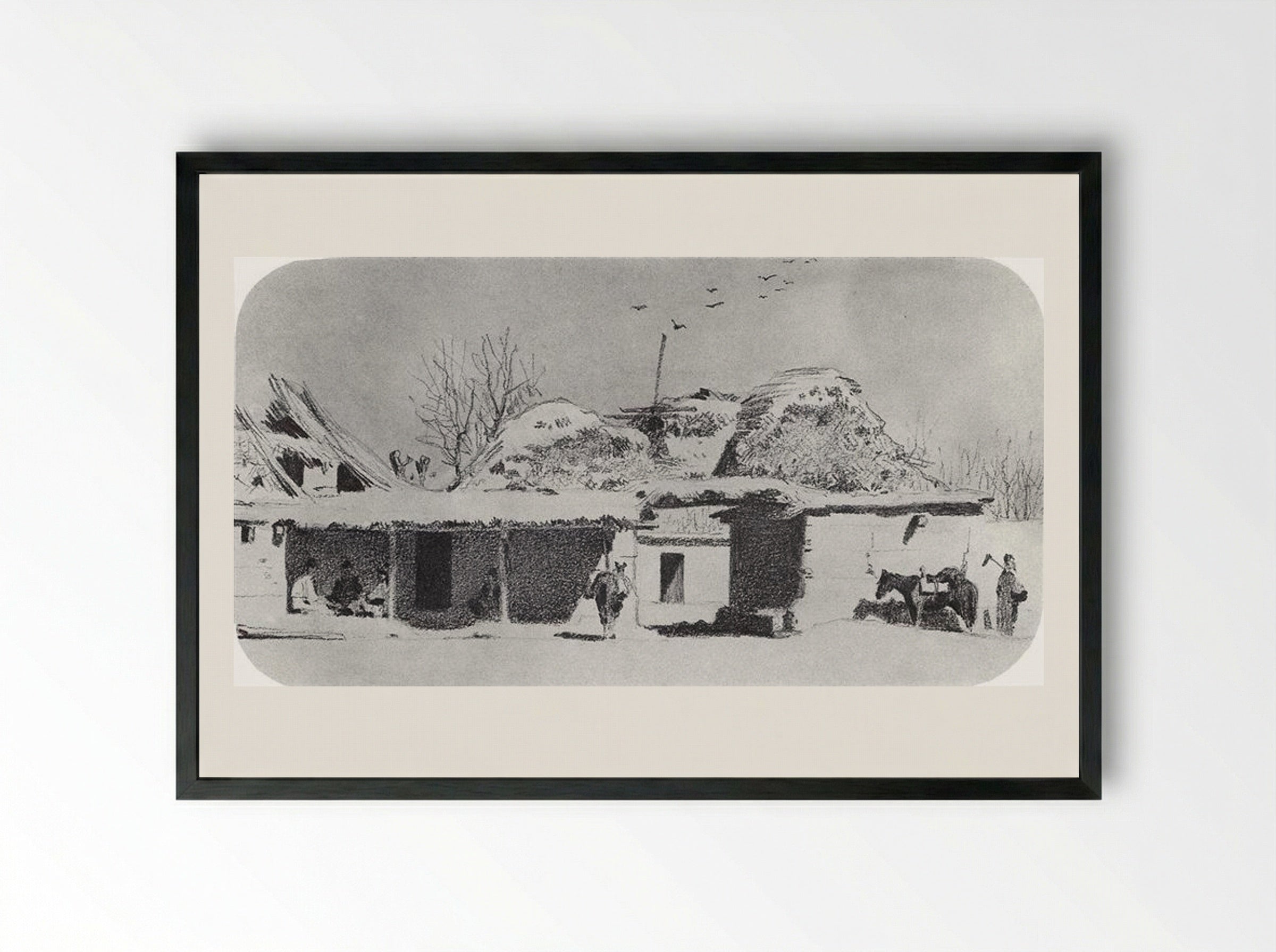 Inn near Tashkent - Vasily Vereshchagin - Framed Print Black