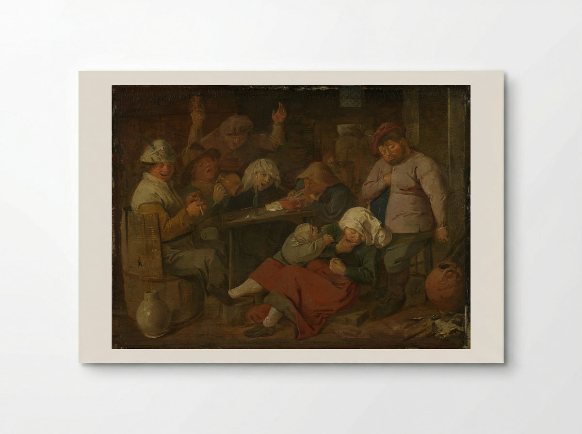 Inn with Drunken Peasants - Adriaen Brouwer - Poster