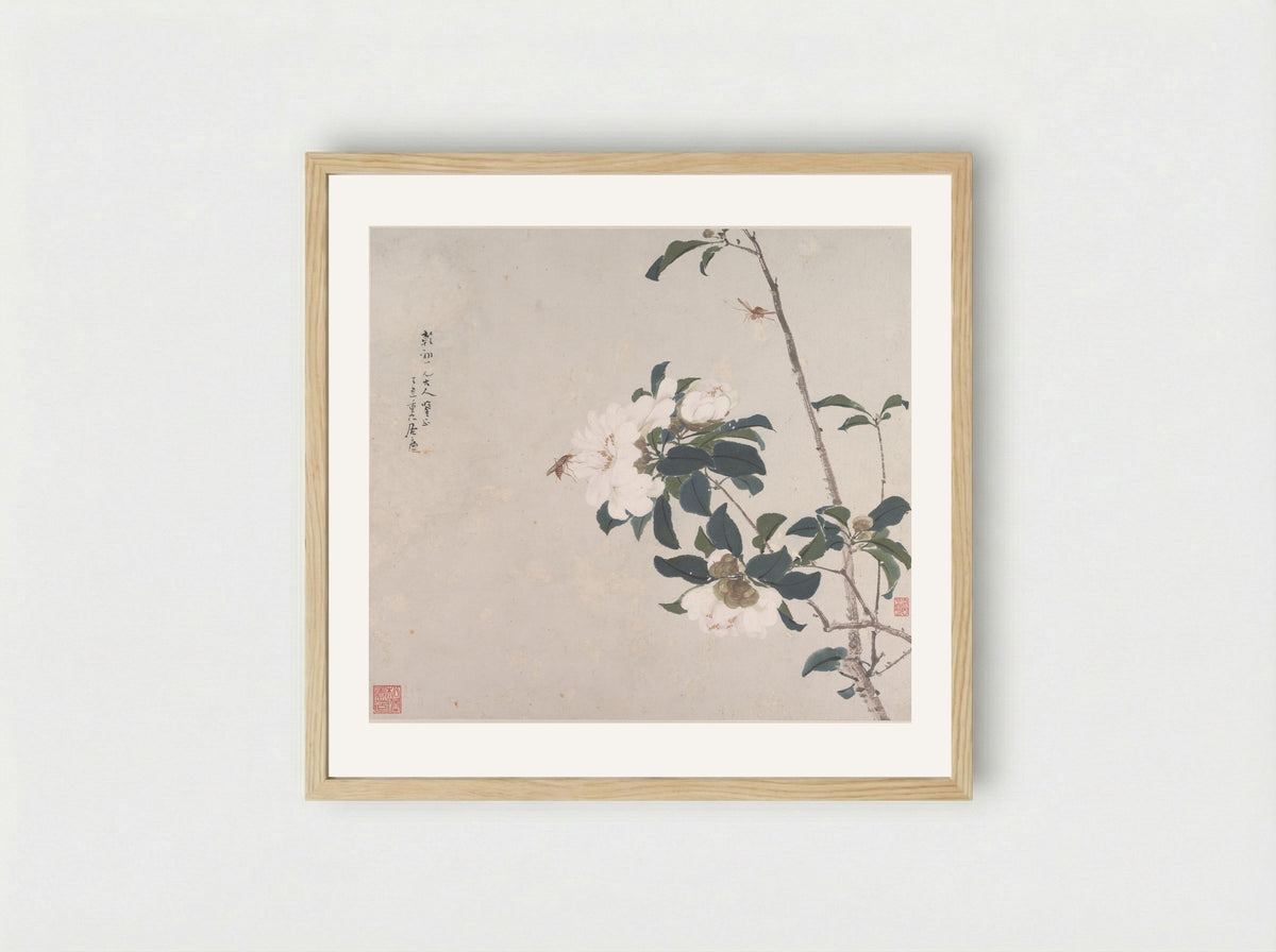 Insects and Flowers - Ju Lian - Framed Print Wood