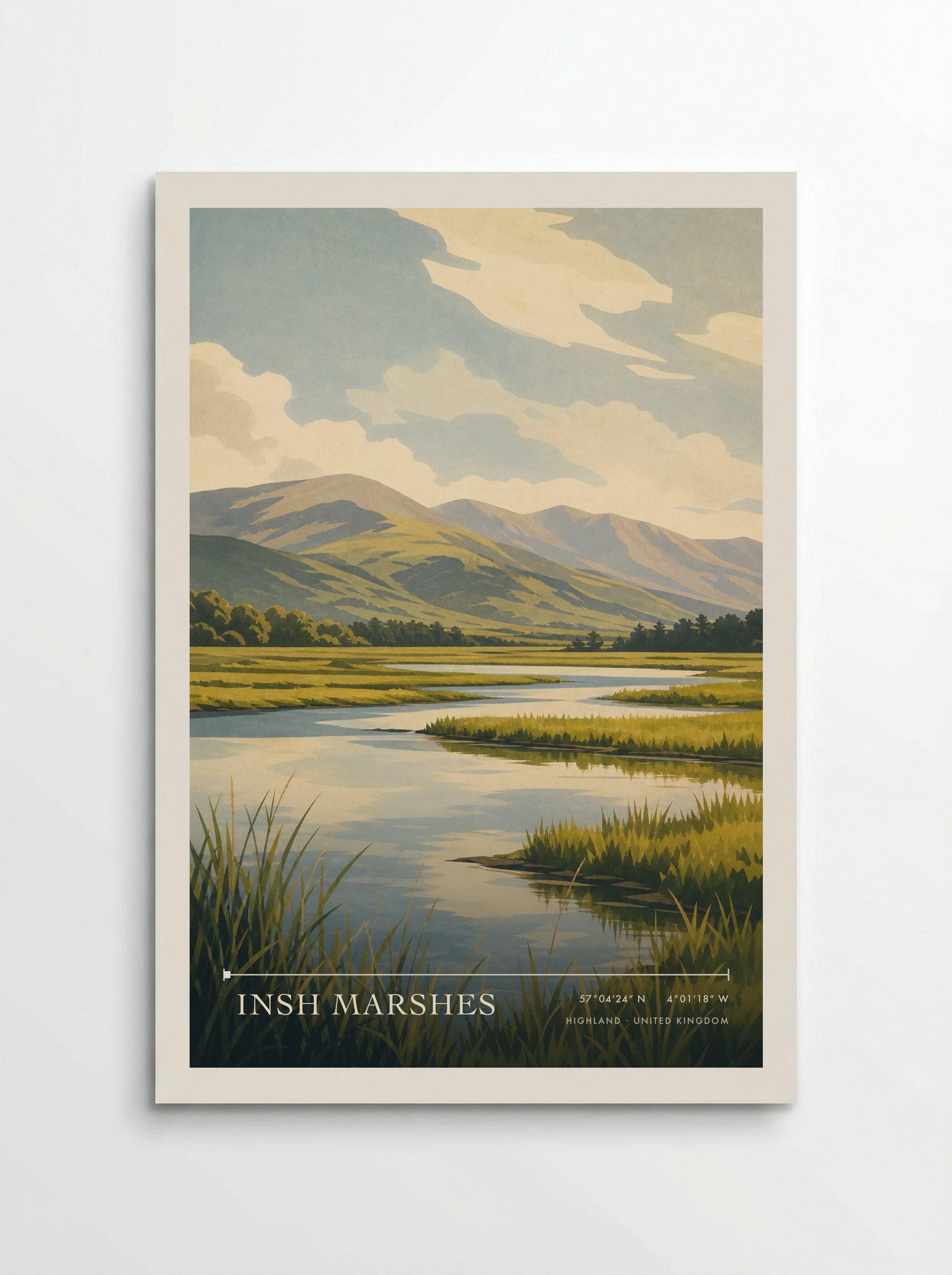 Insh Marshes Highland United Kingdom Travel Poster - Poster