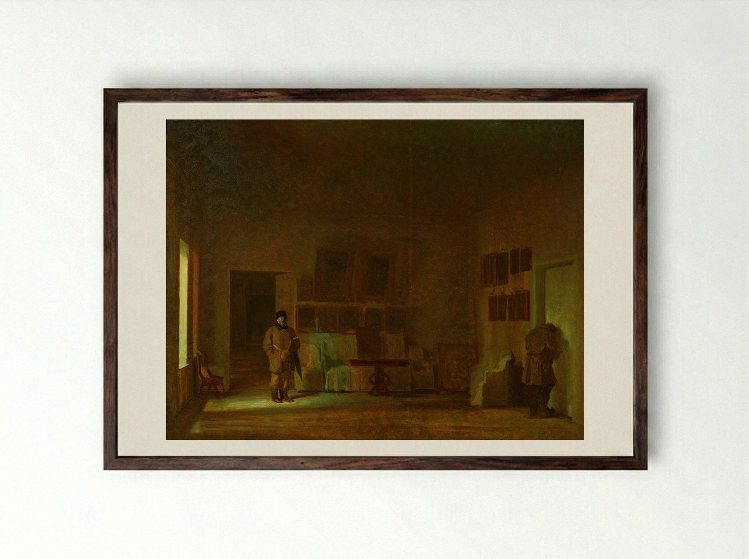 Inspection of the Old House - Ivan Kramskoy - Framed Print Dark Wood