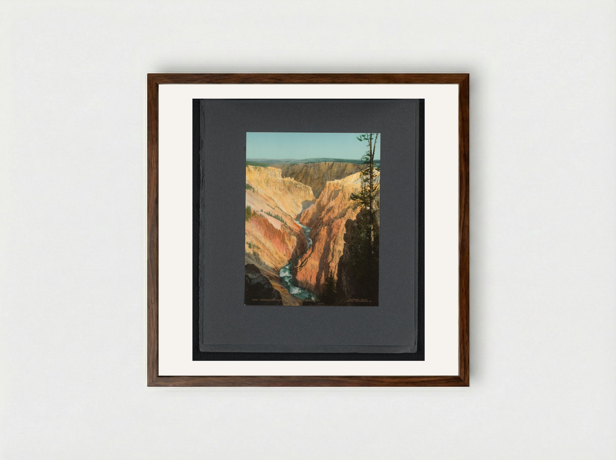 Inspiration Point, Yellowstone National Park - William Henry Jackson - Framed Print Dark Wood