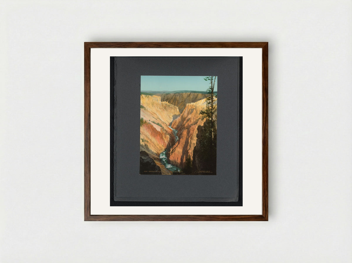 Inspiration Point, Yellowstone National Park - William Henry Jackson - Framed Print Dark Wood