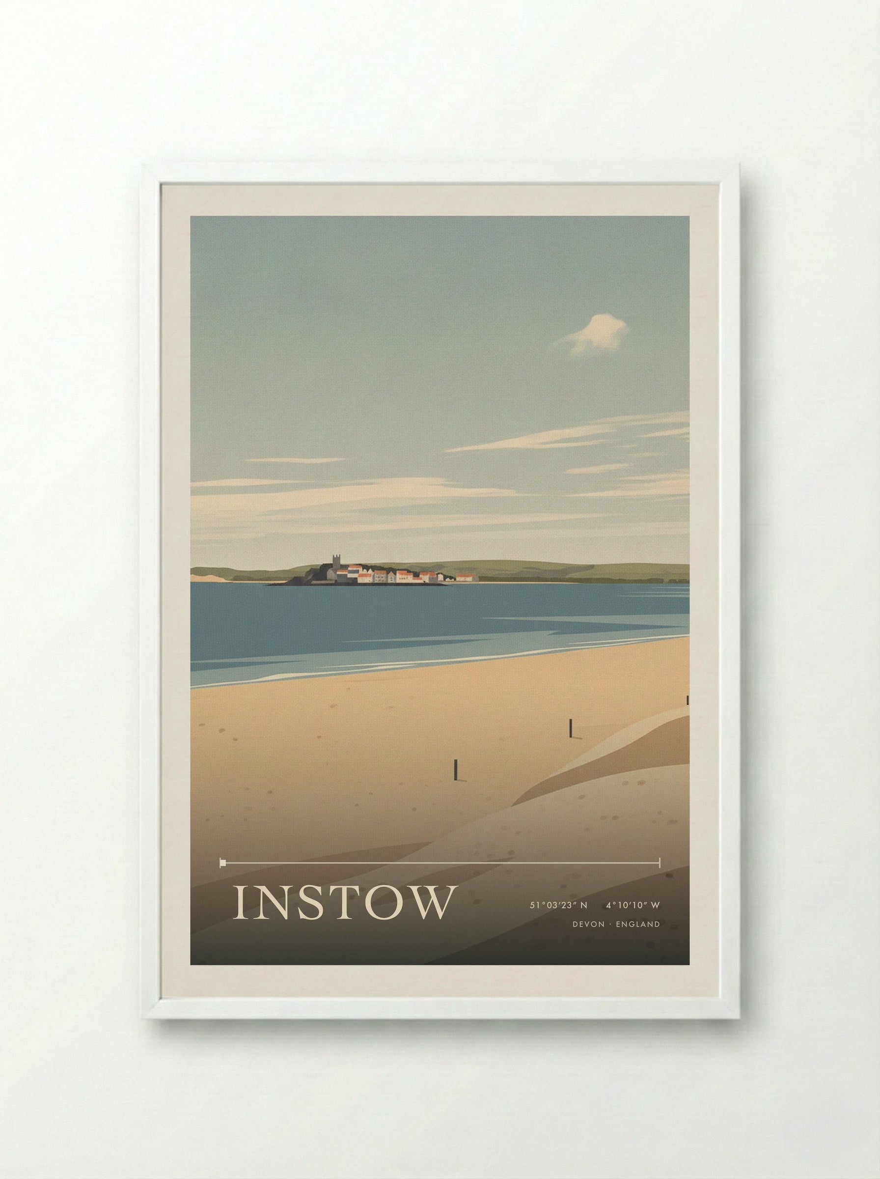 Instow Devon England Travel Poster - Framed Print White