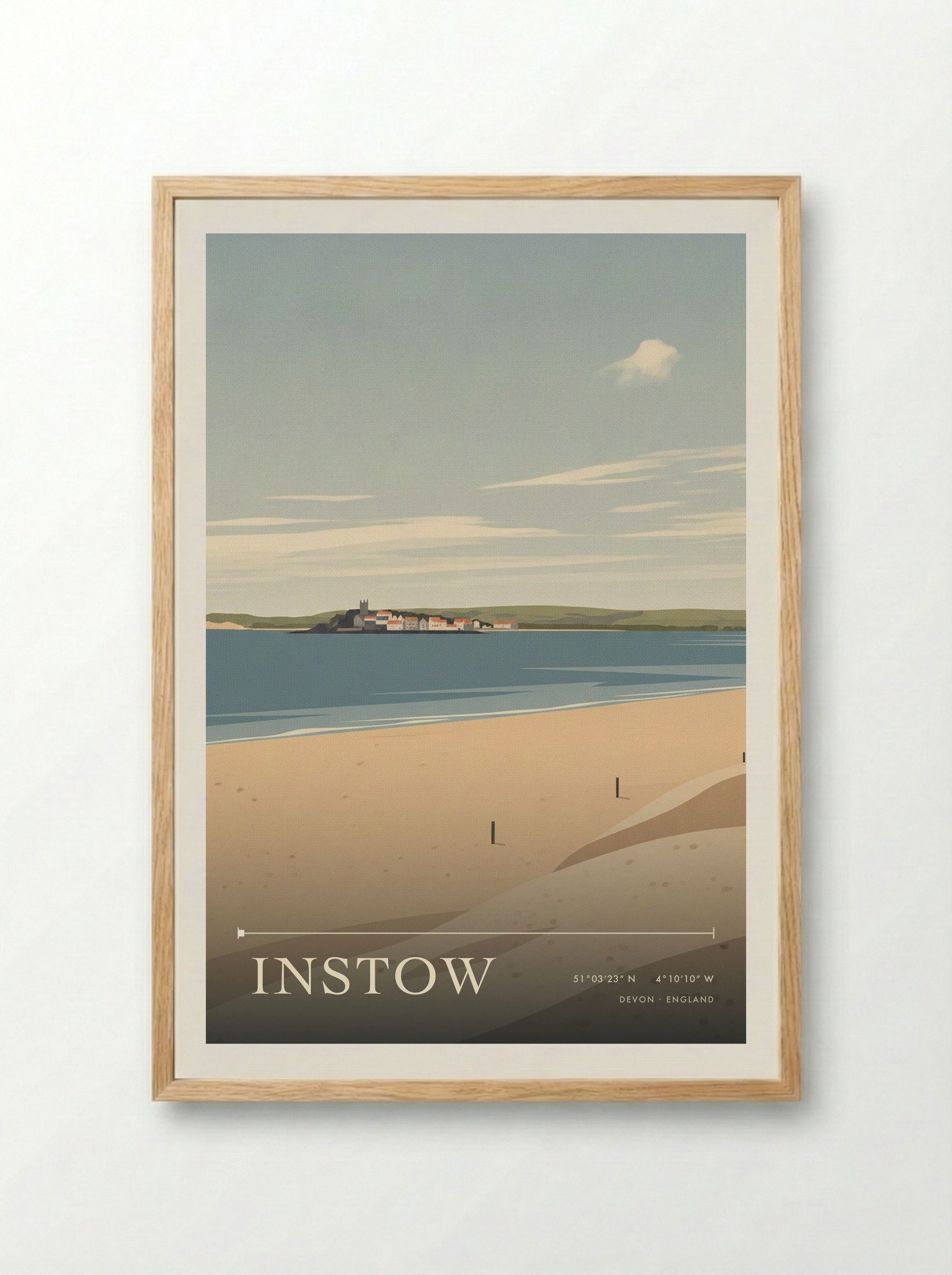 Instow Devon England Travel Poster - Framed Print Wood