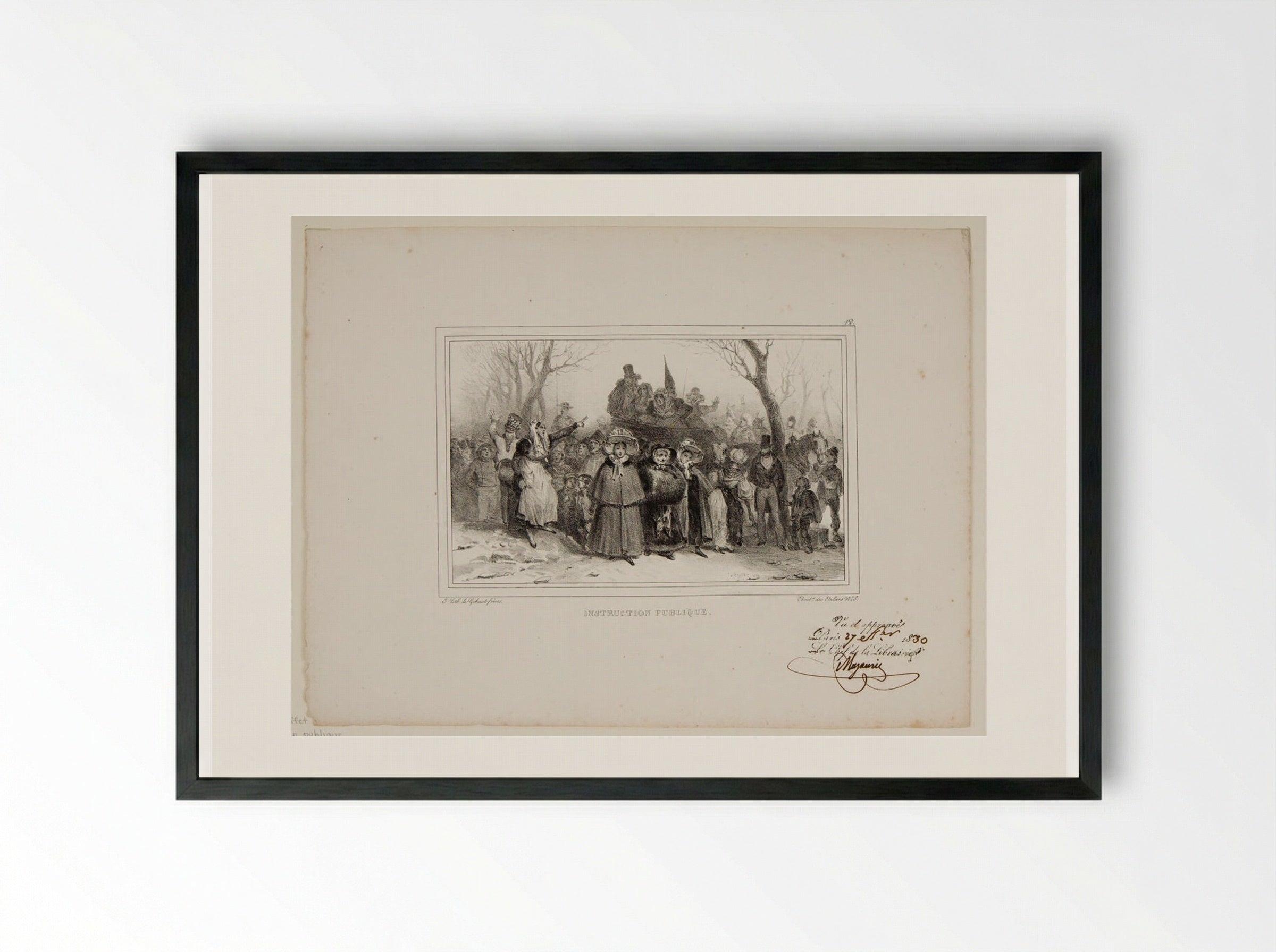 Instruction Publique - Denis-Auguste-Marie Raffet - Framed Print Black