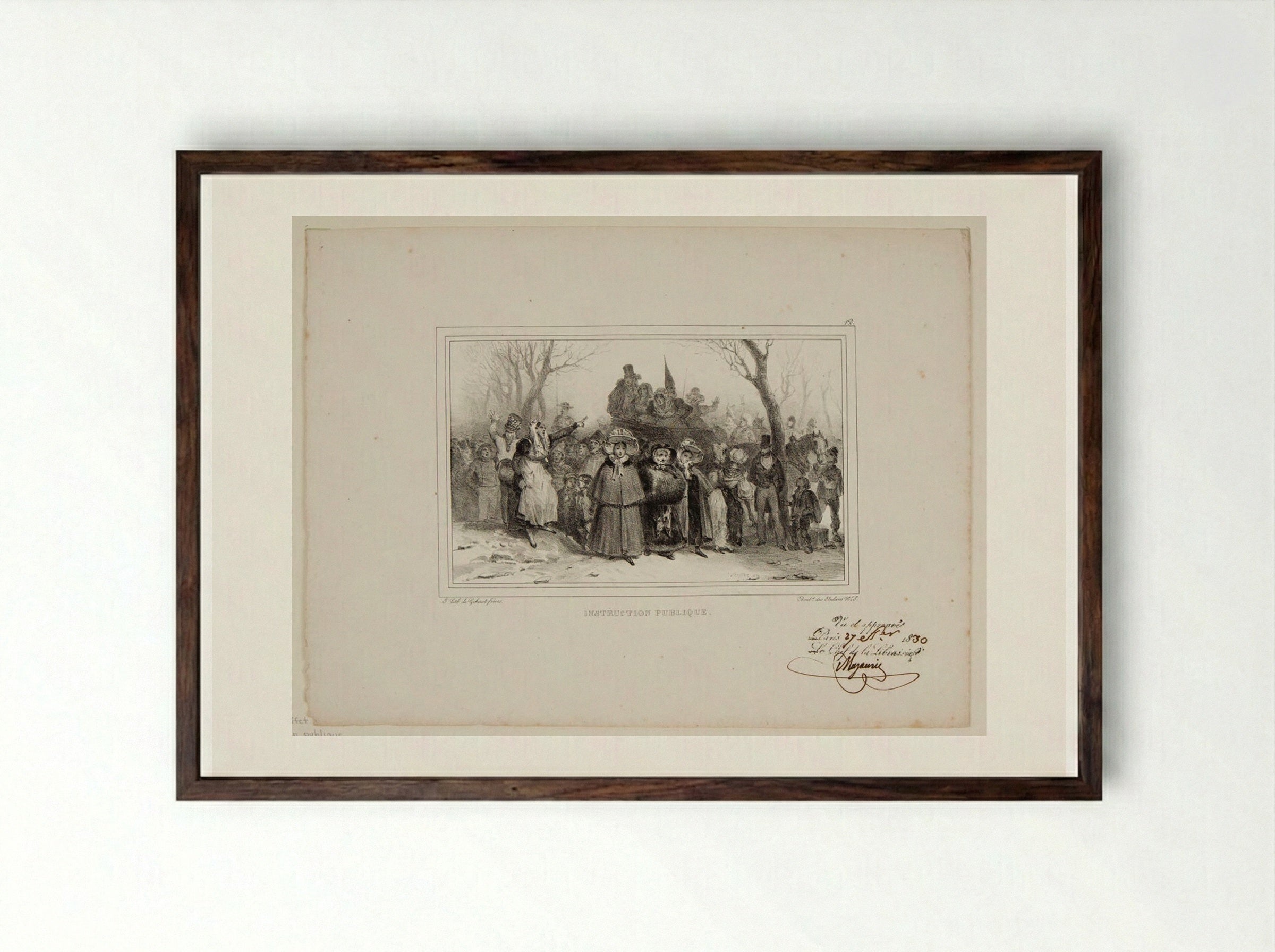 Instruction Publique - Denis-Auguste-Marie Raffet - Framed Print Dark Wood