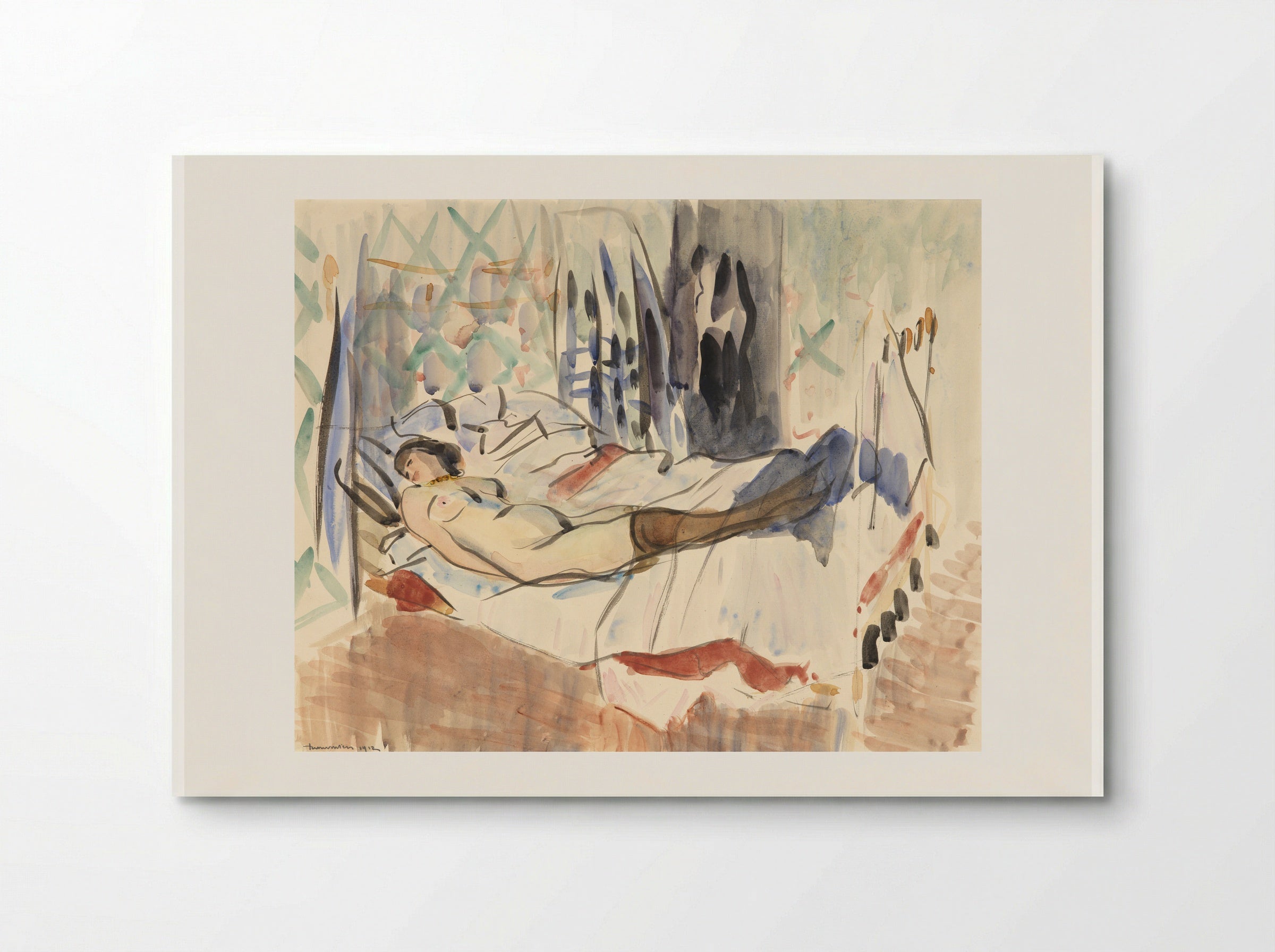 Interieur met een vrouw, die stof voor een kostuum snijdt - Rik Wouters - Poster