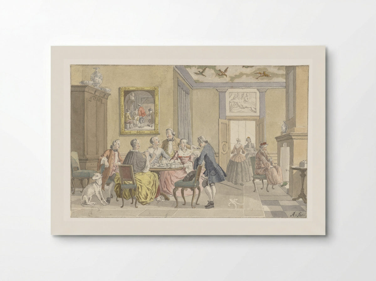 Interieur met theedrinkend gezelschap - Nicolaes Aartman - Poster