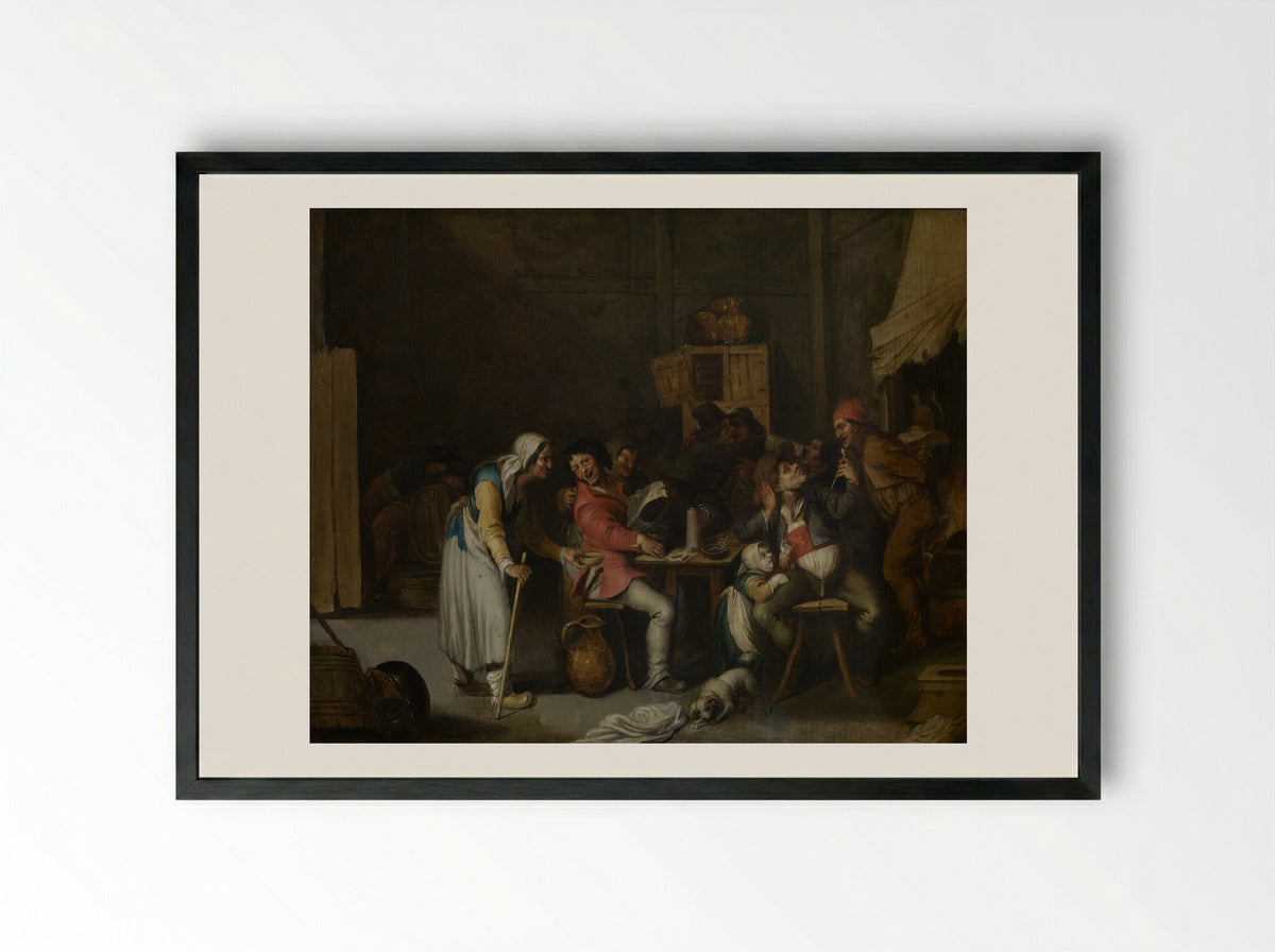 Interieur met vrolijk gezelschap rond een tafel - Willem van Herp (I) - Framed Print Black