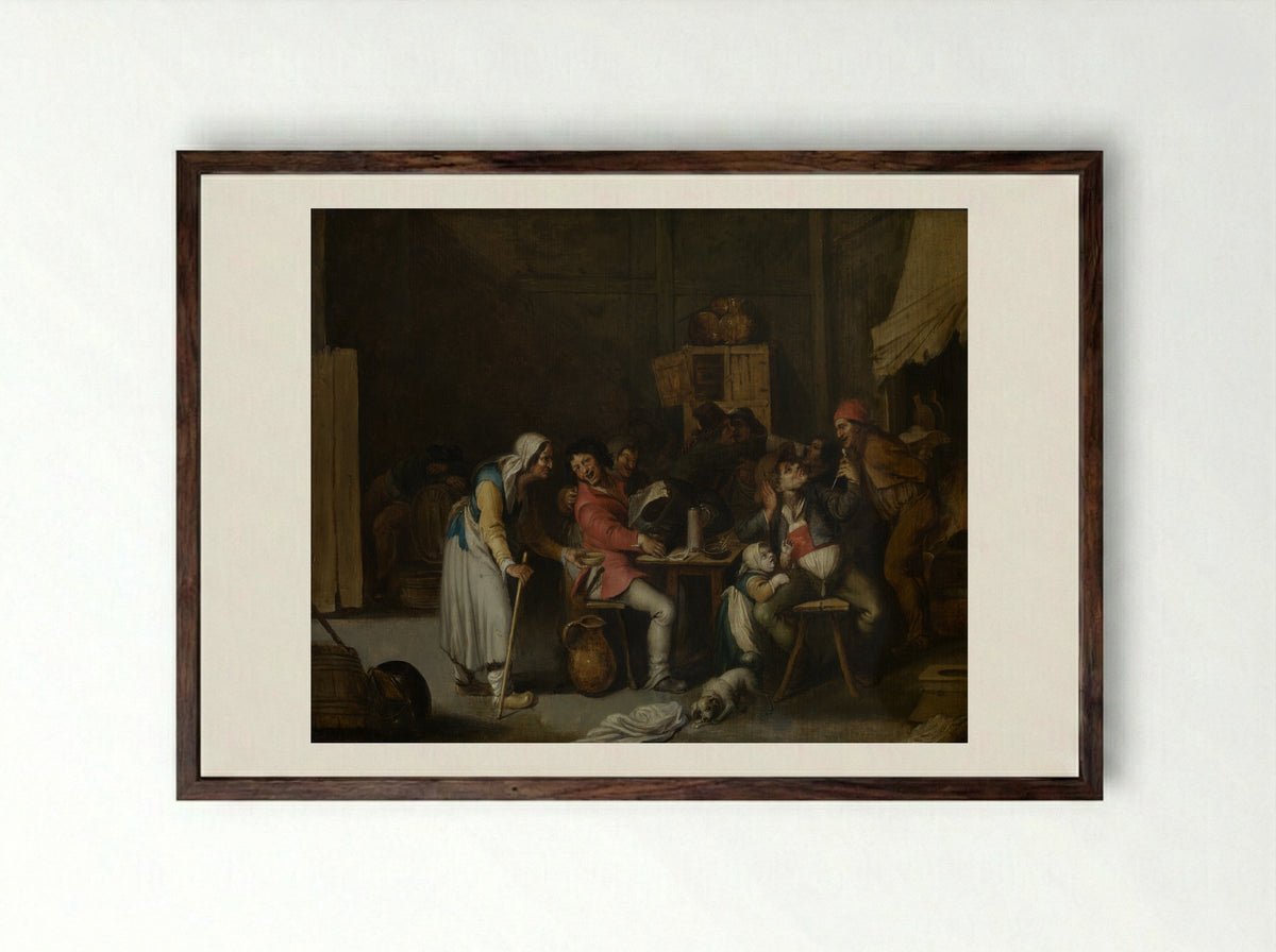 Interieur met vrolijk gezelschap rond een tafel - Willem van Herp (I) - Framed Print Dark Wood