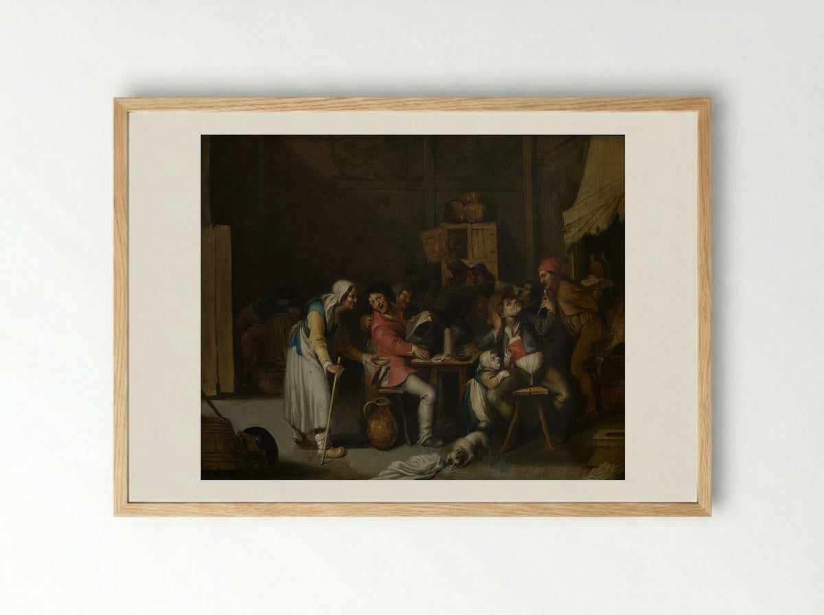 Interieur met vrolijk gezelschap rond een tafel - Willem van Herp (I) - Framed Print Wood
