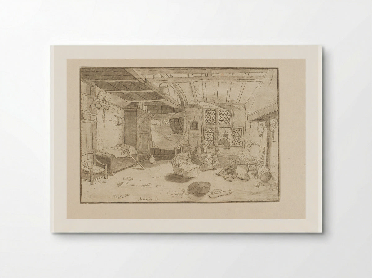 Interieur met vrouw bij wieg - Cornelis Ploos van Amstel - Poster