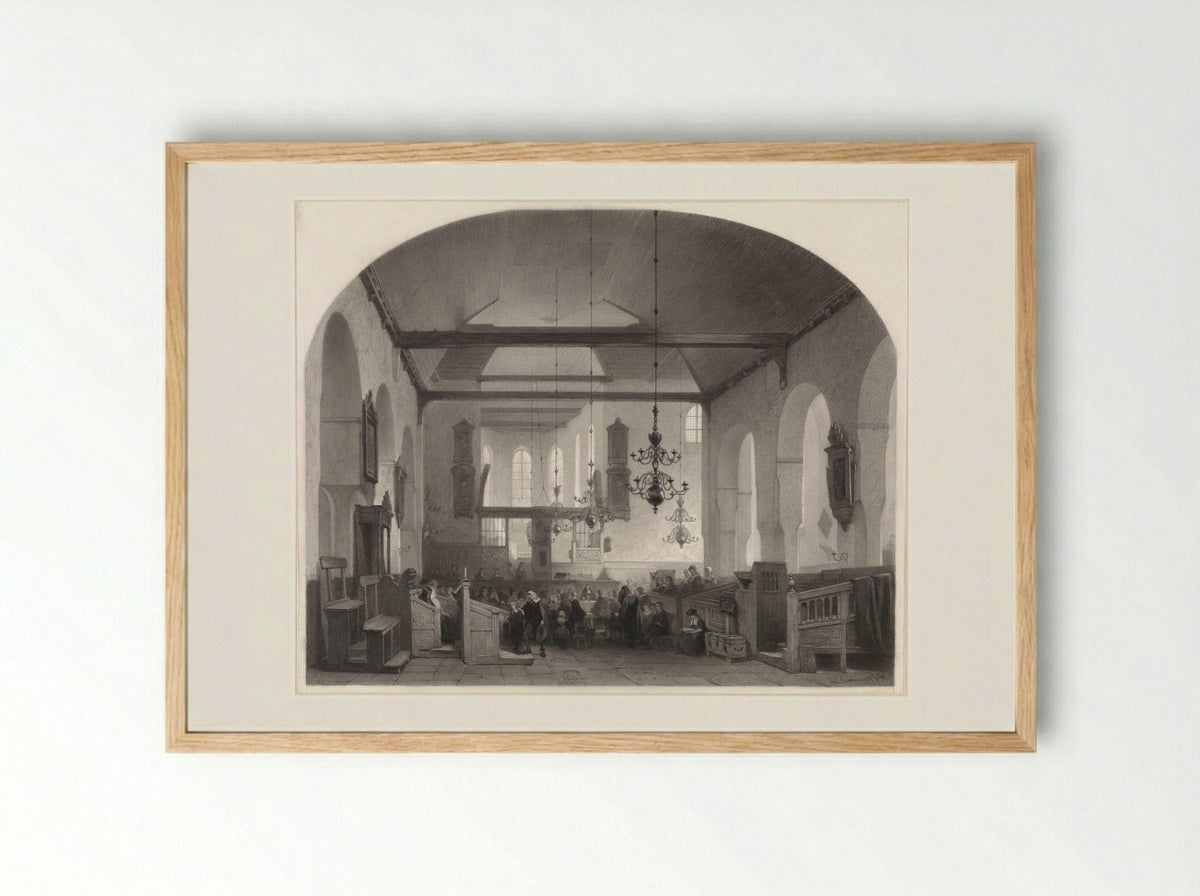 Interieur van de Geertekerk te Utrecht - Anthony Cornelis Cramer - Framed Print Wood