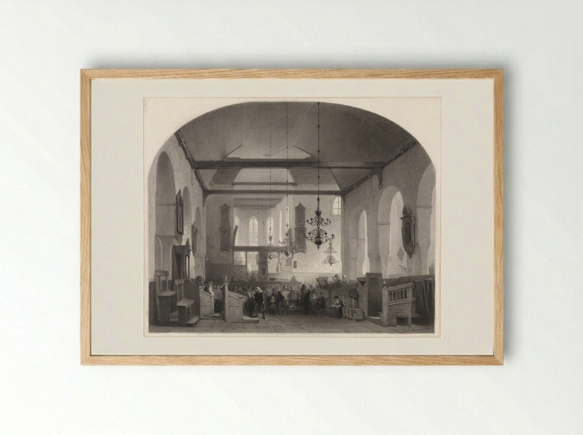 Interieur van de Geertekerk te Utrecht - Anthony Cornelis Cramer - Framed Print Wood