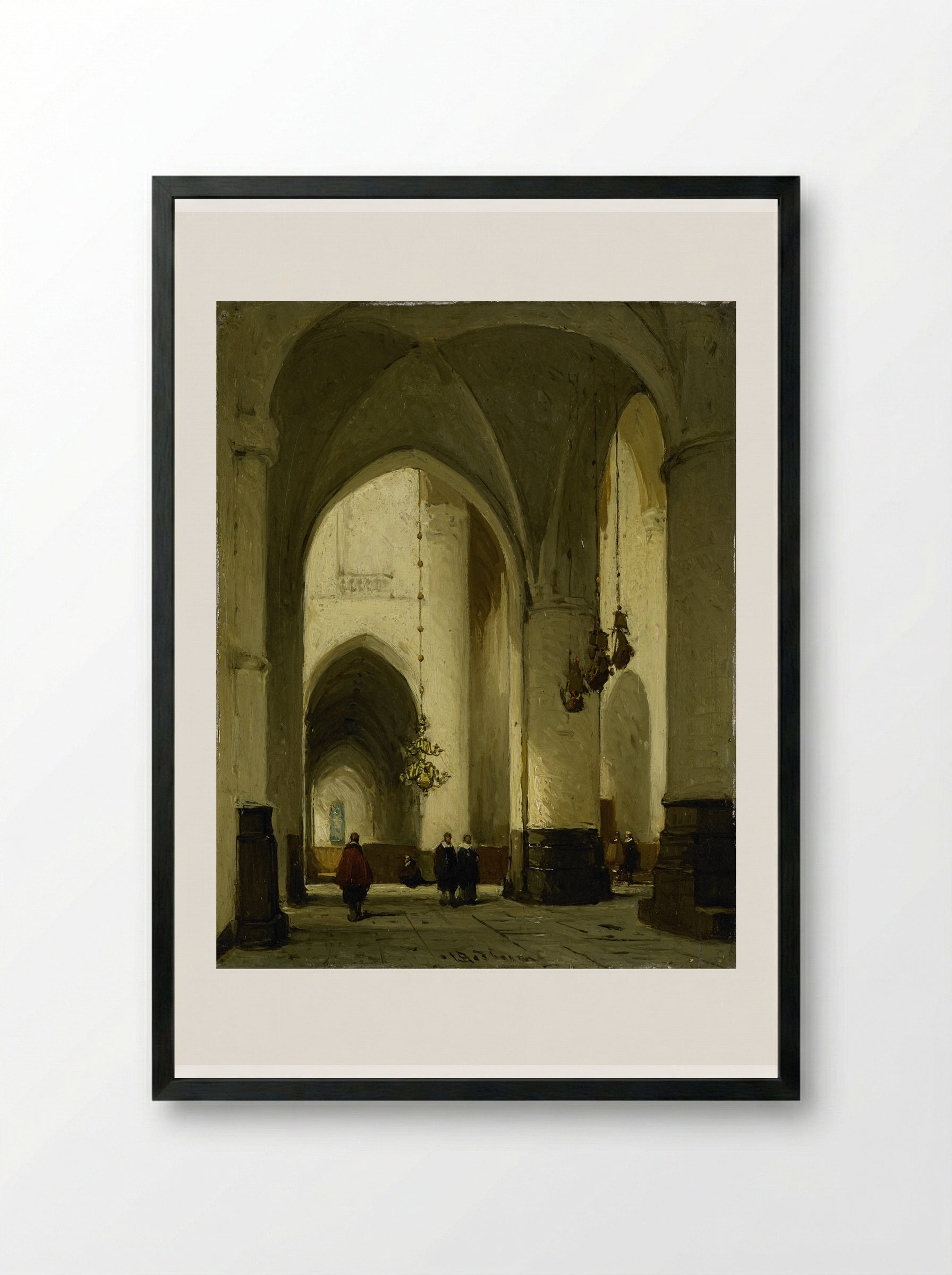 Interieur van de Grote of Sint Bavokerk te Haarlem - Johannes Bosboom - Framed Print Black