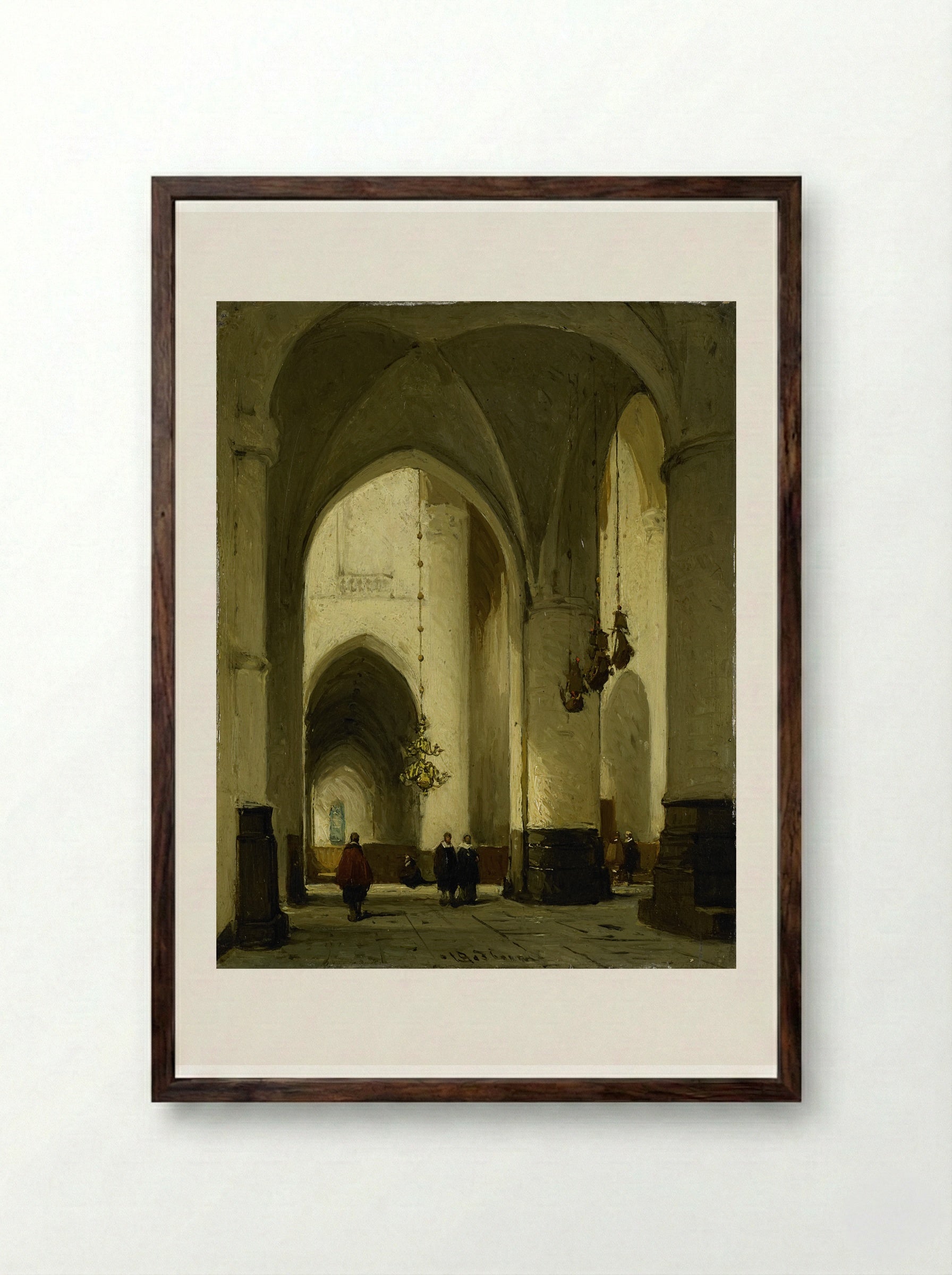 Interieur van de Grote of Sint Bavokerk te Haarlem - Johannes Bosboom - Framed Print Dark Wood