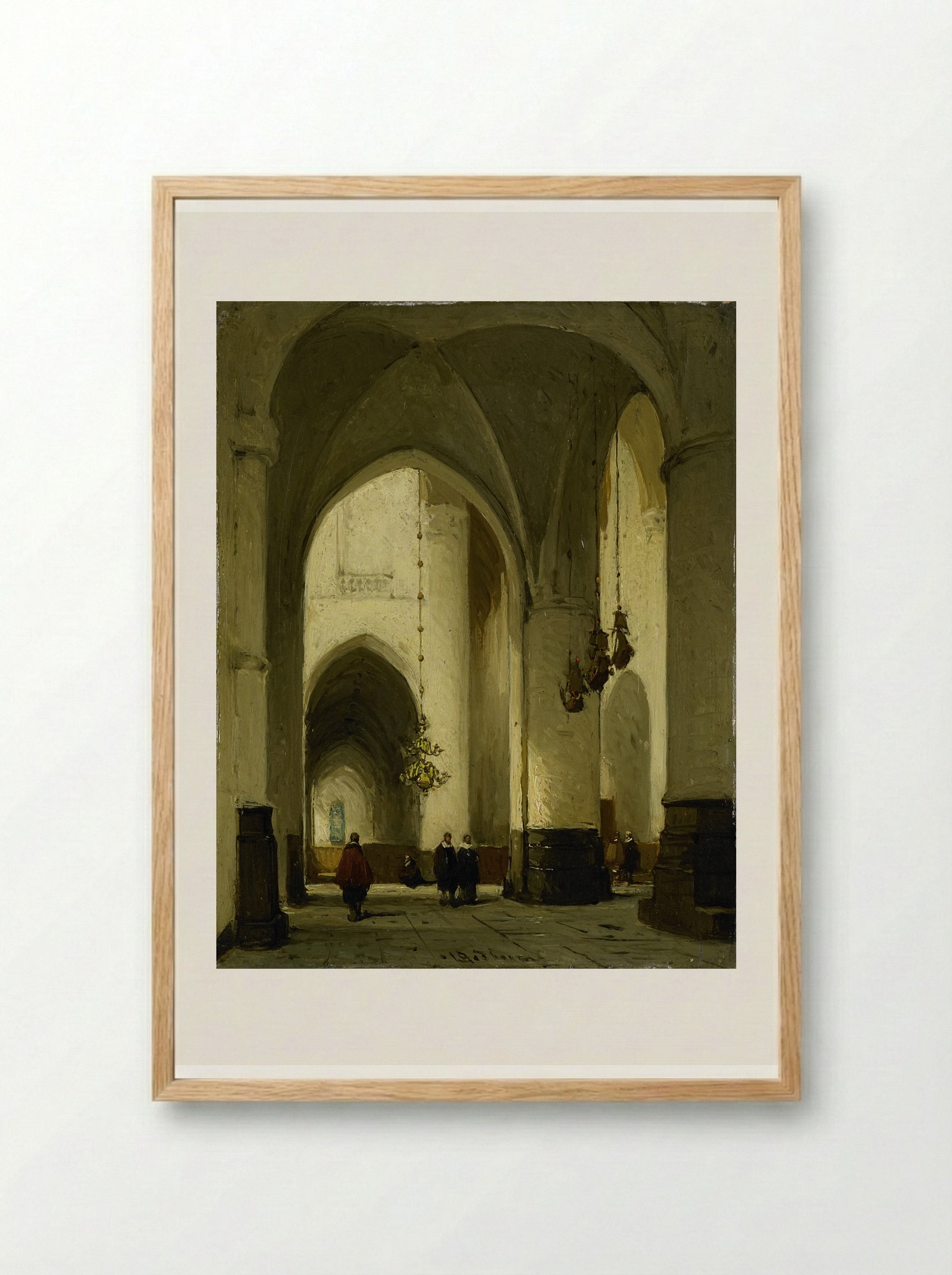 Interieur van de Grote of Sint Bavokerk te Haarlem - Johannes Bosboom - Framed Print Wood