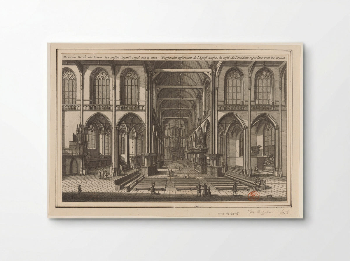 Interieur van de Nieuwe Kerk te Amsterdam, naar het westen gezien - Jan Veenhuysen - Poster