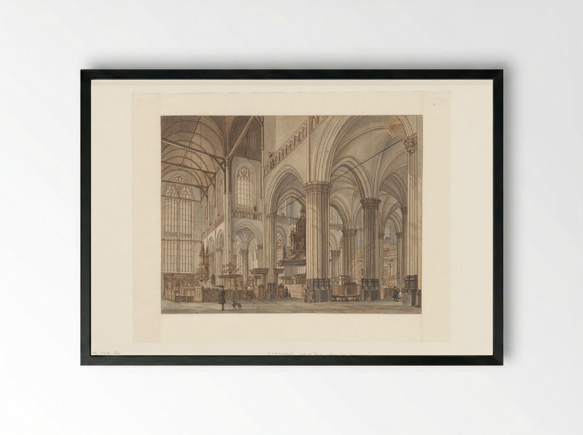 Interieur van de Nieuwe Kerk te Amsterdam - Jan de Beijer - Framed Print Black