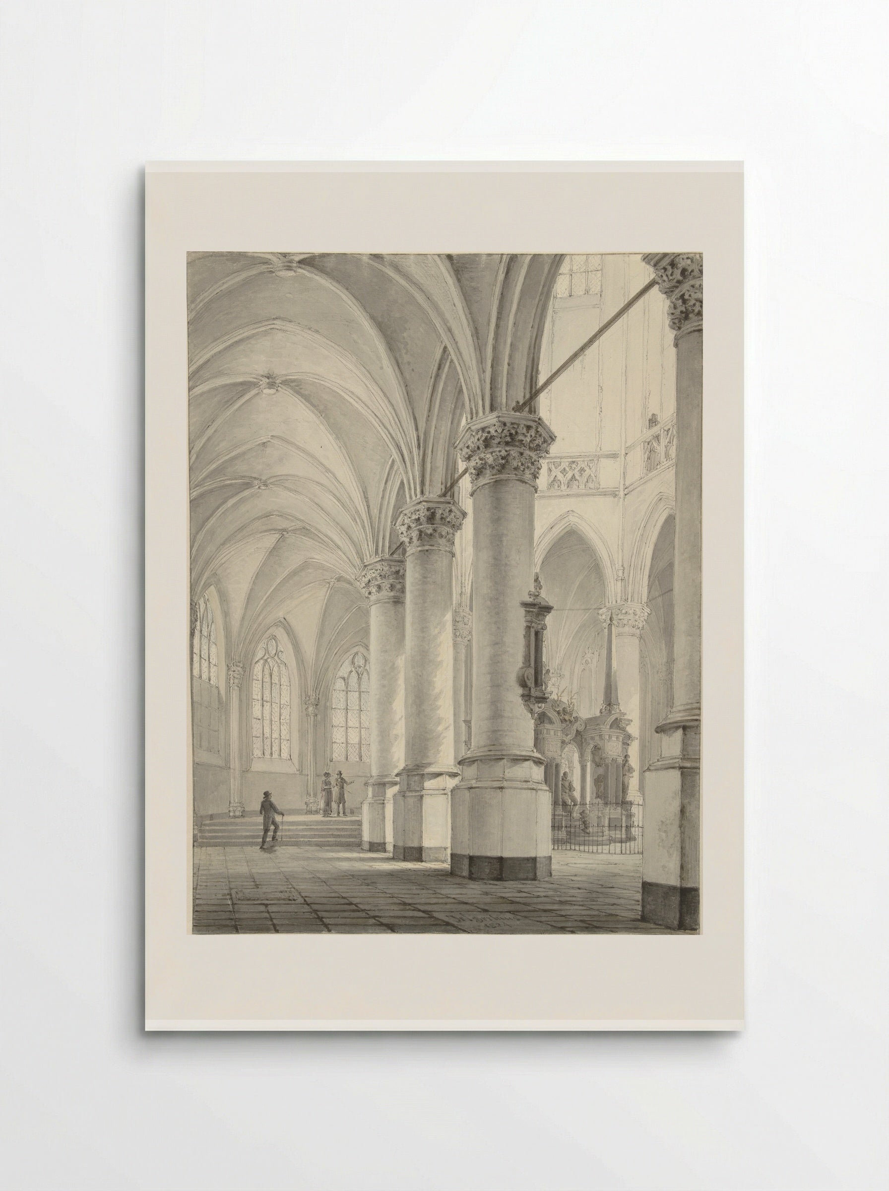 Interieur van de Nieuwe Kerk te Delft - Johannes Jelgerhuis - Poster