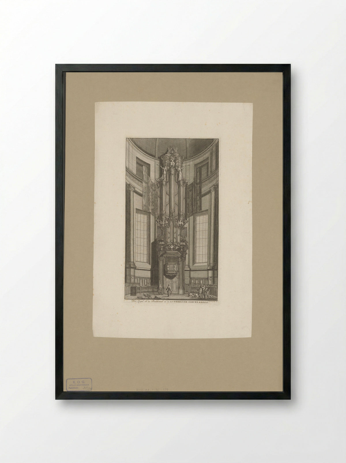 Interieur van de Nieuwe Lutherse Kerk te Amsterdam - Isaak Tirion - Framed Print Black