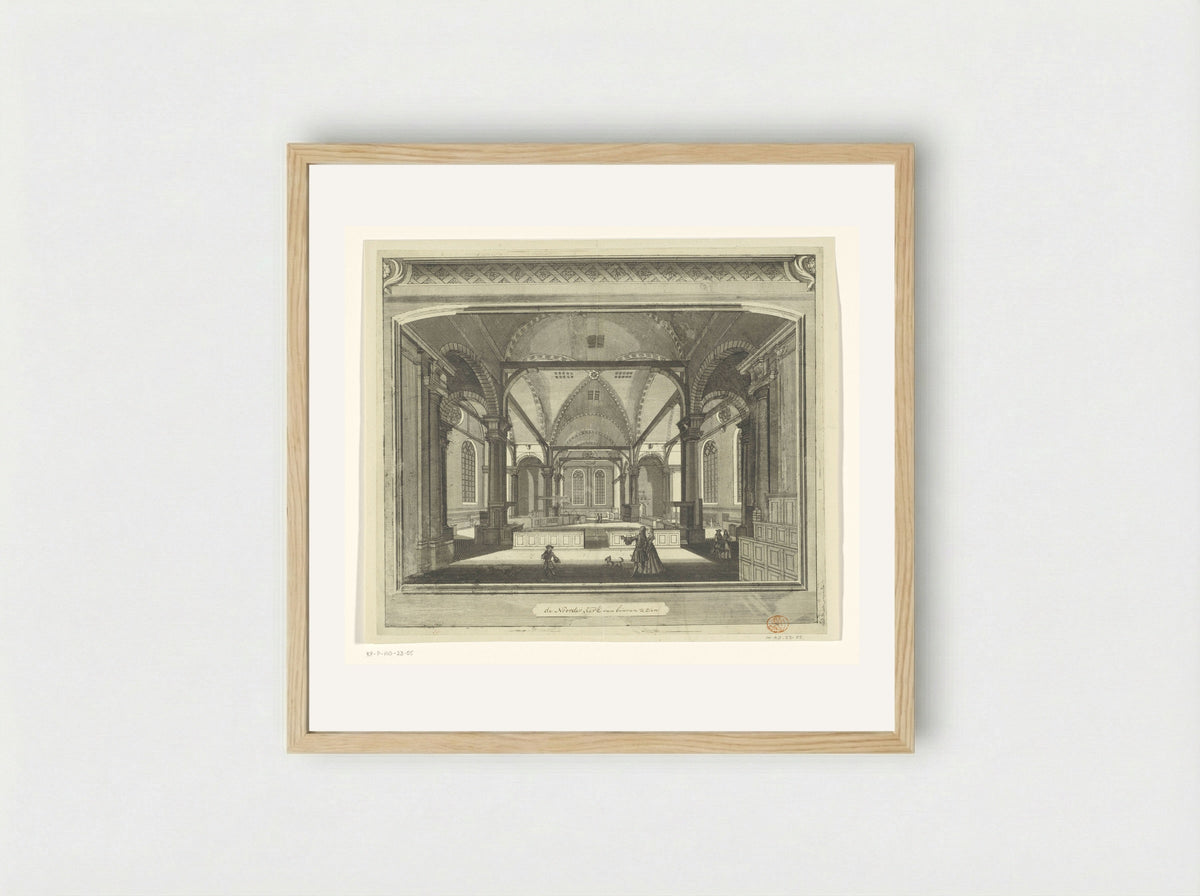 Interieur van de Noorderkerk te Amsterdam - Pieter van den Berge - Framed Print Wood