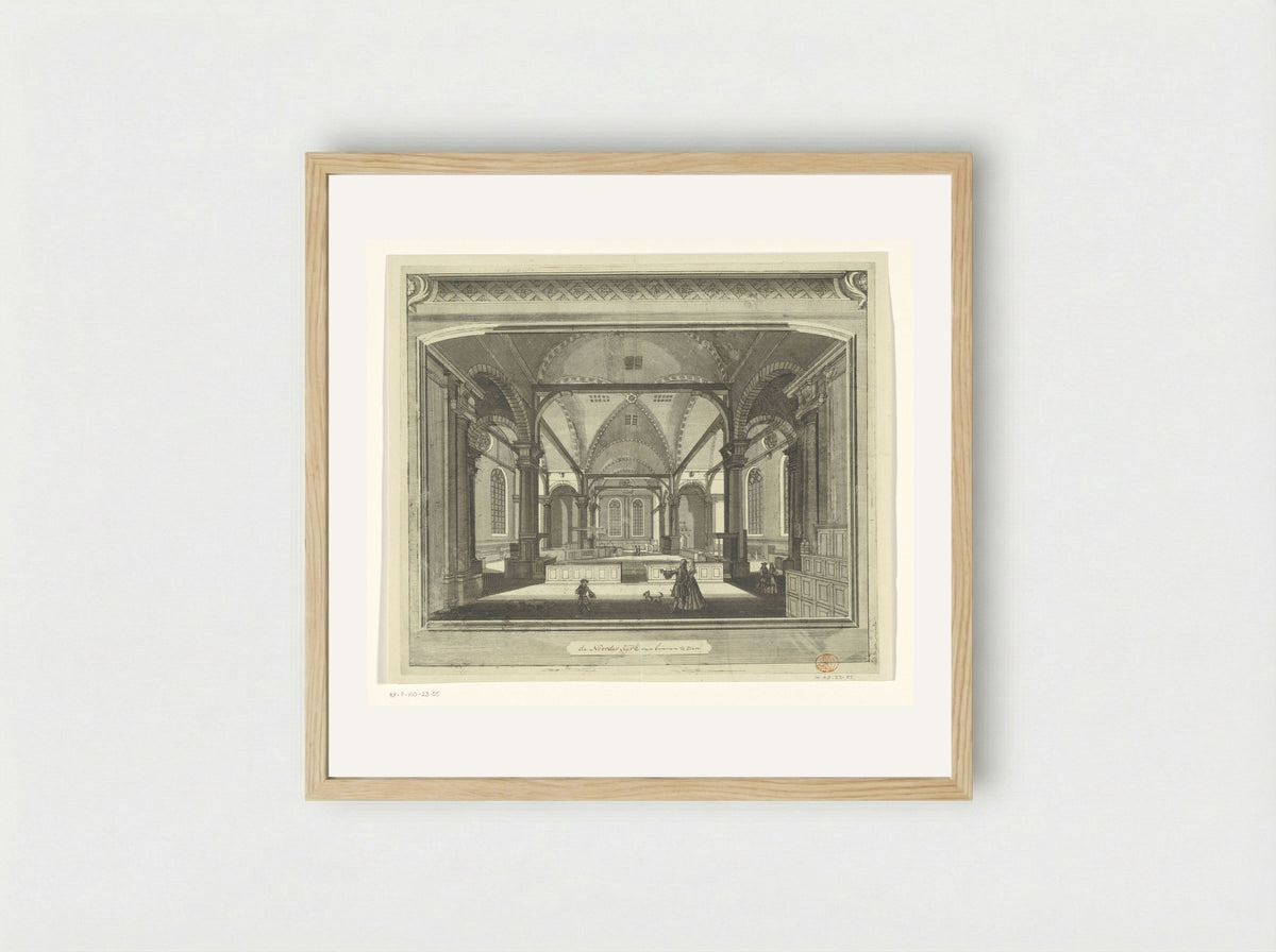 Interieur van de Noorderkerk te Amsterdam - Pieter van den Berge - Framed Print Wood