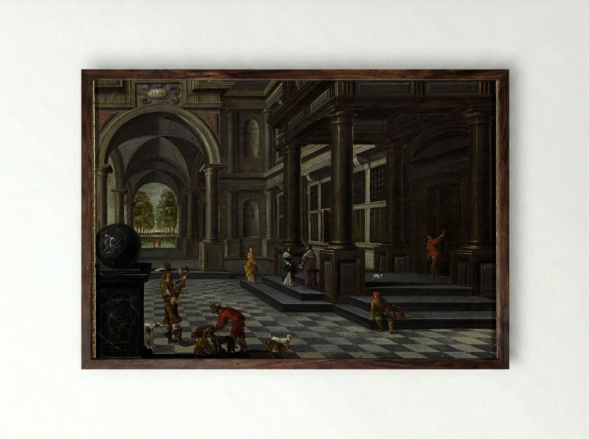 Interieur van de Sint-Jacobskerk te Antwerpen - Daniël de Blieck - Framed Print Dark Wood