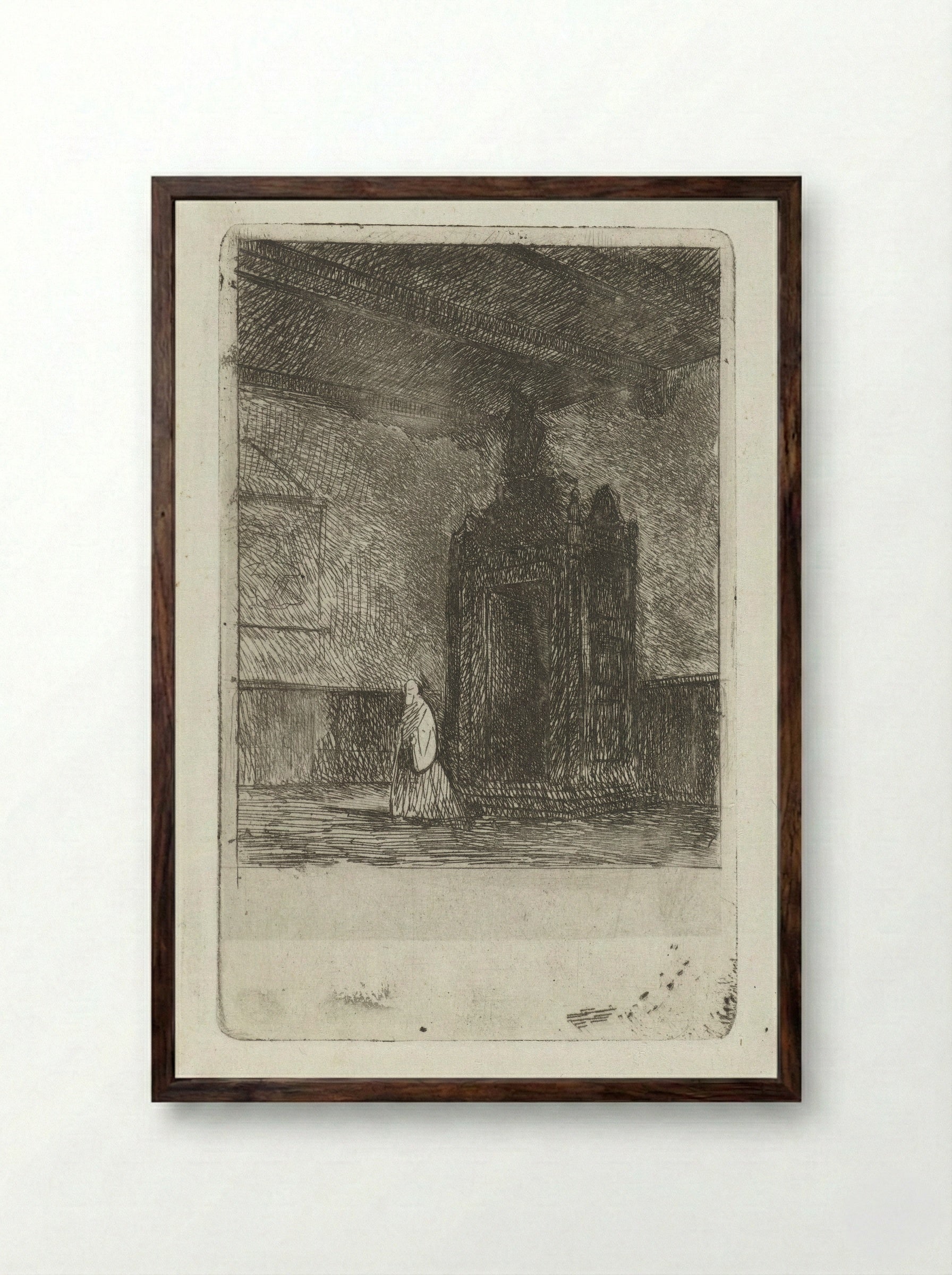 Interieur van een liturgisch gebouw - Jan Diederikus Kruseman - Framed Print Dark Wood