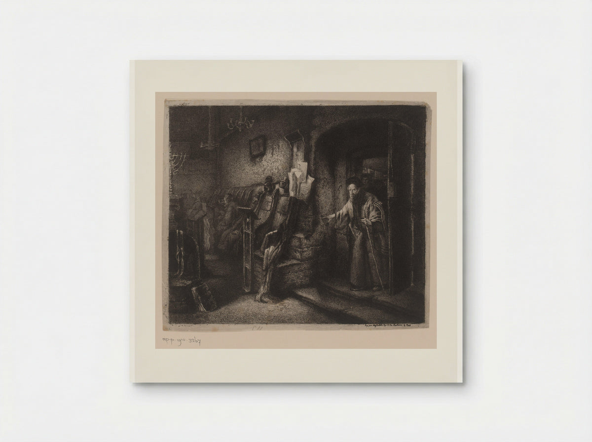 Interieur van een synagoge met gelovigen - Léopold Flameng - Poster