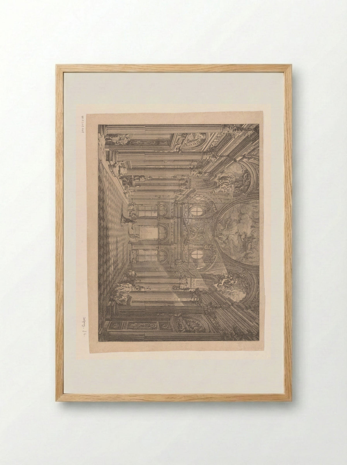 Interieur van een zaal in het Palazzo Serra in Genua - Louis Jean Desprez - Framed Print Wood