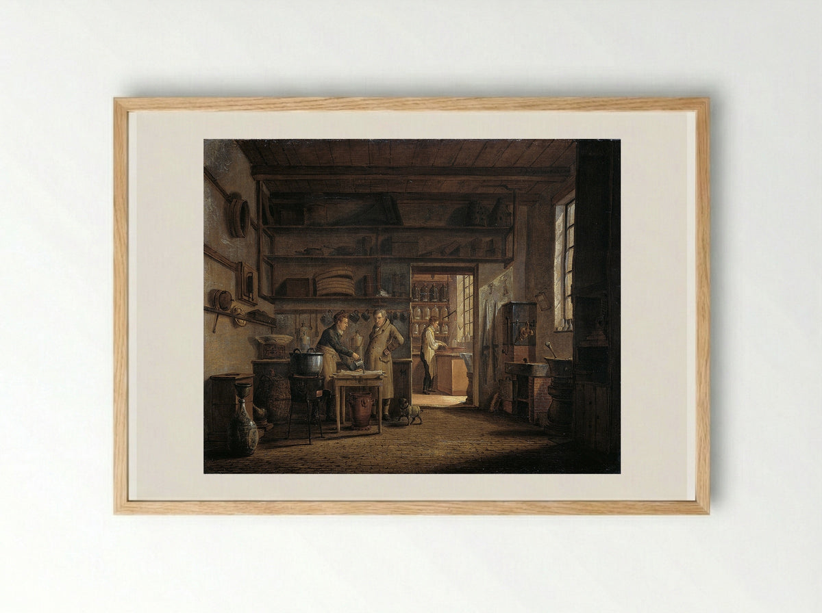 Interieur van het 'Stoockhuys' van apotheker A. d'Ailly - Johannes Jelgerhuis - Framed Print Wood