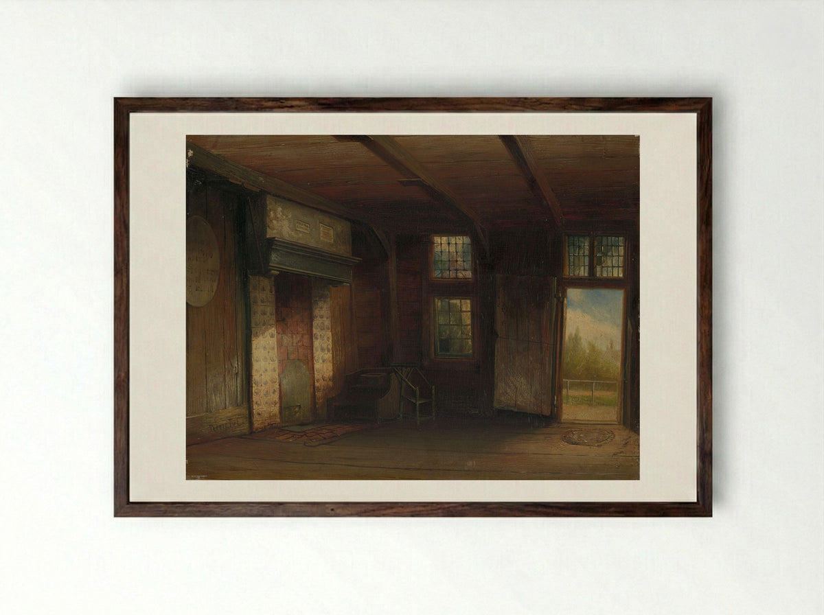 Interieur van het Tsaar Peterhuisje te Zaandam - Pierre Tetar van Elven - Framed Print Dark Wood
