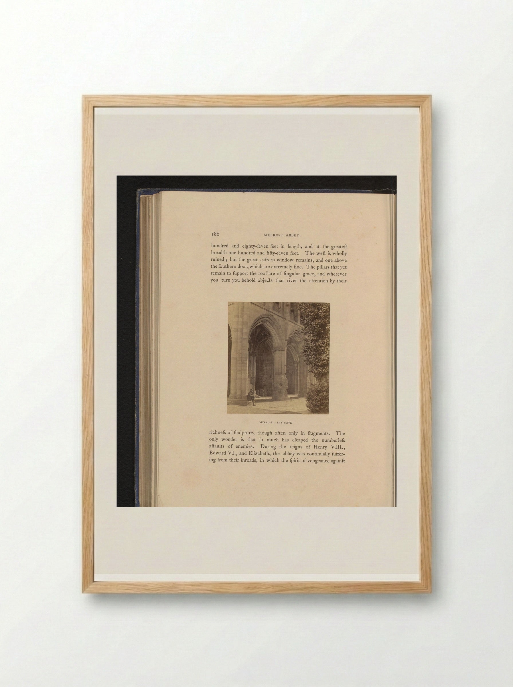 Interieur van het schip van Melrose Abbey in Roxburghshire - George Washington Wilson - Framed Print Wood