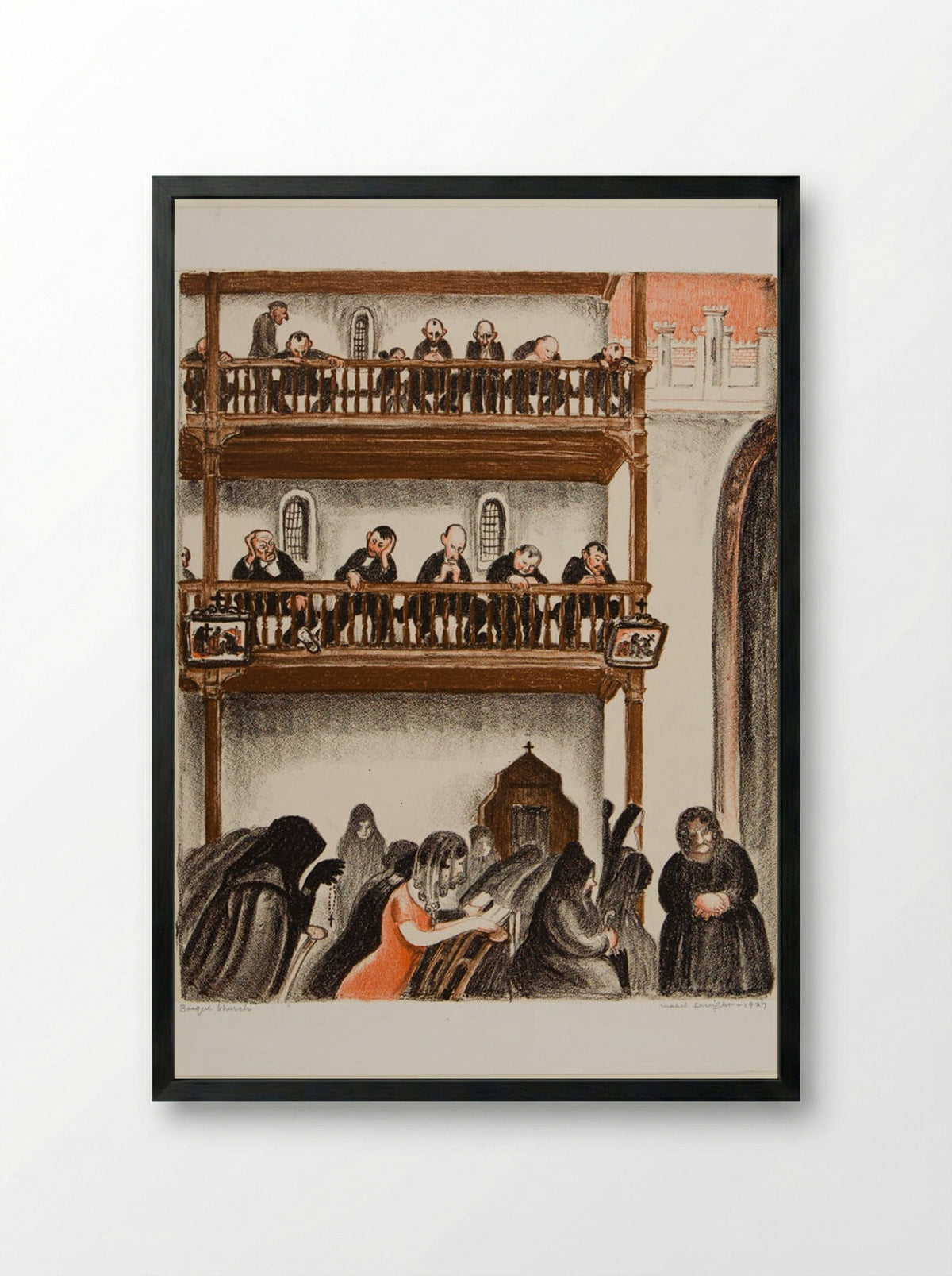 Interior, Basque Church - Mabel Dwight - Framed Print Black
