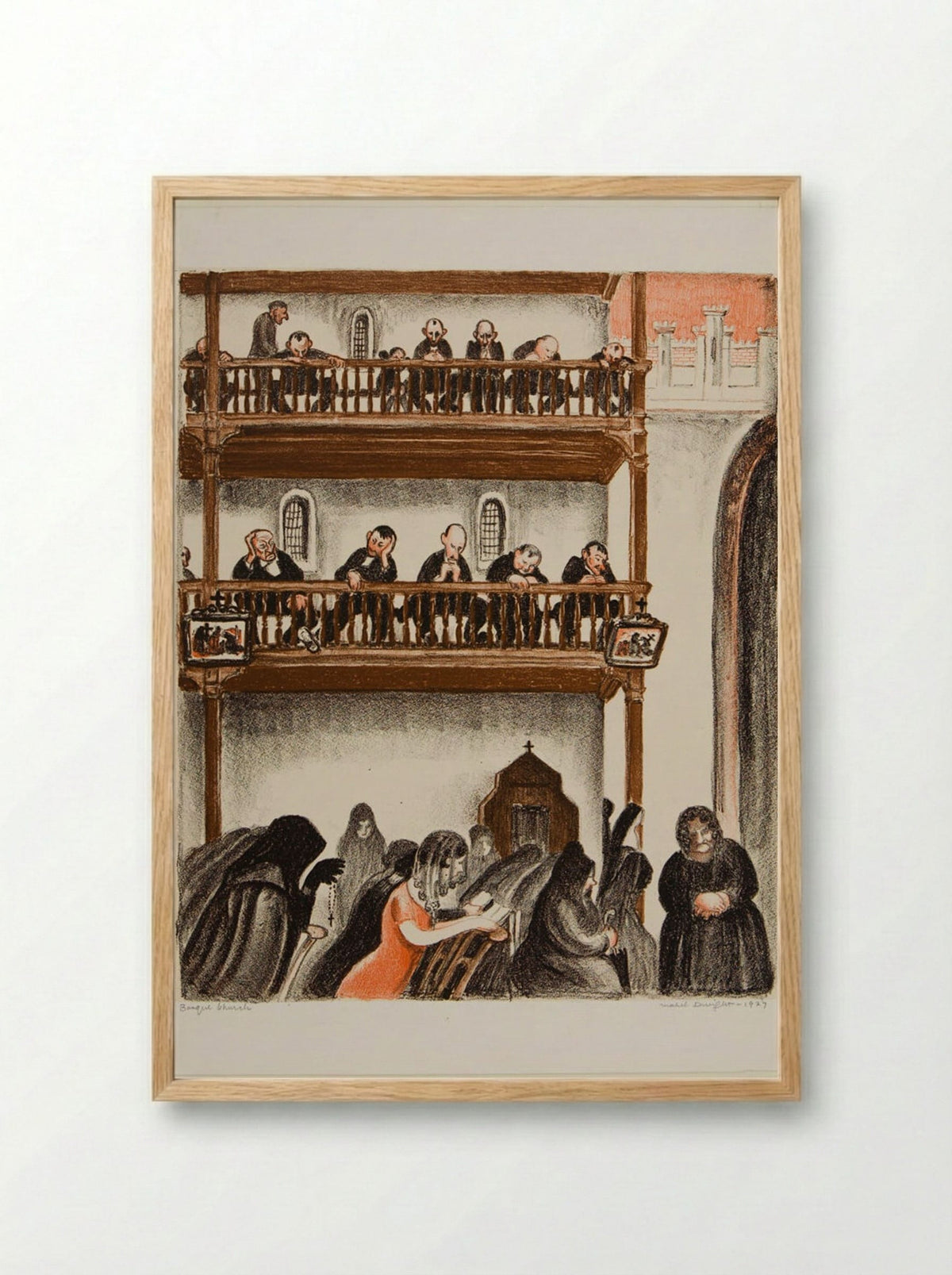 Interior, Basque Church - Mabel Dwight - Framed Print Wood