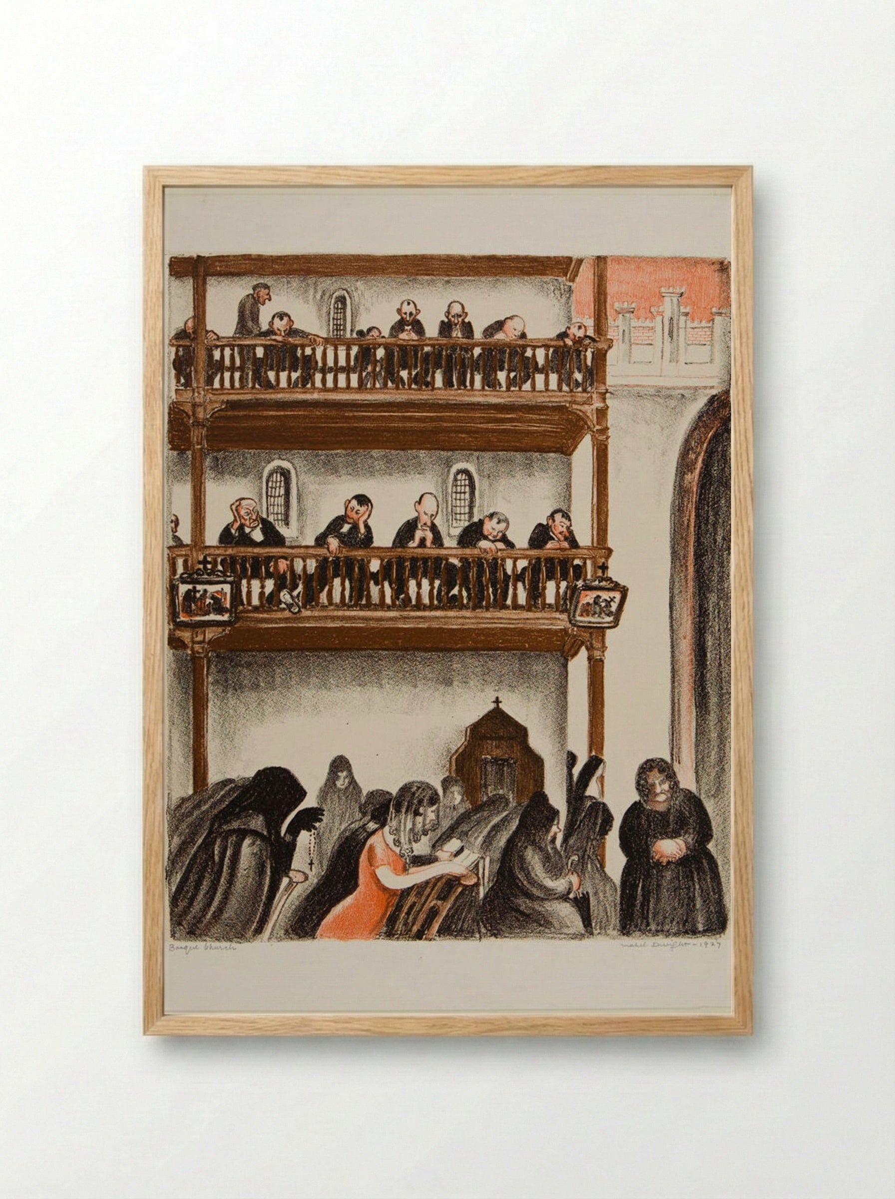 Interior, Basque Church - Mabel Dwight - Framed Print Wood