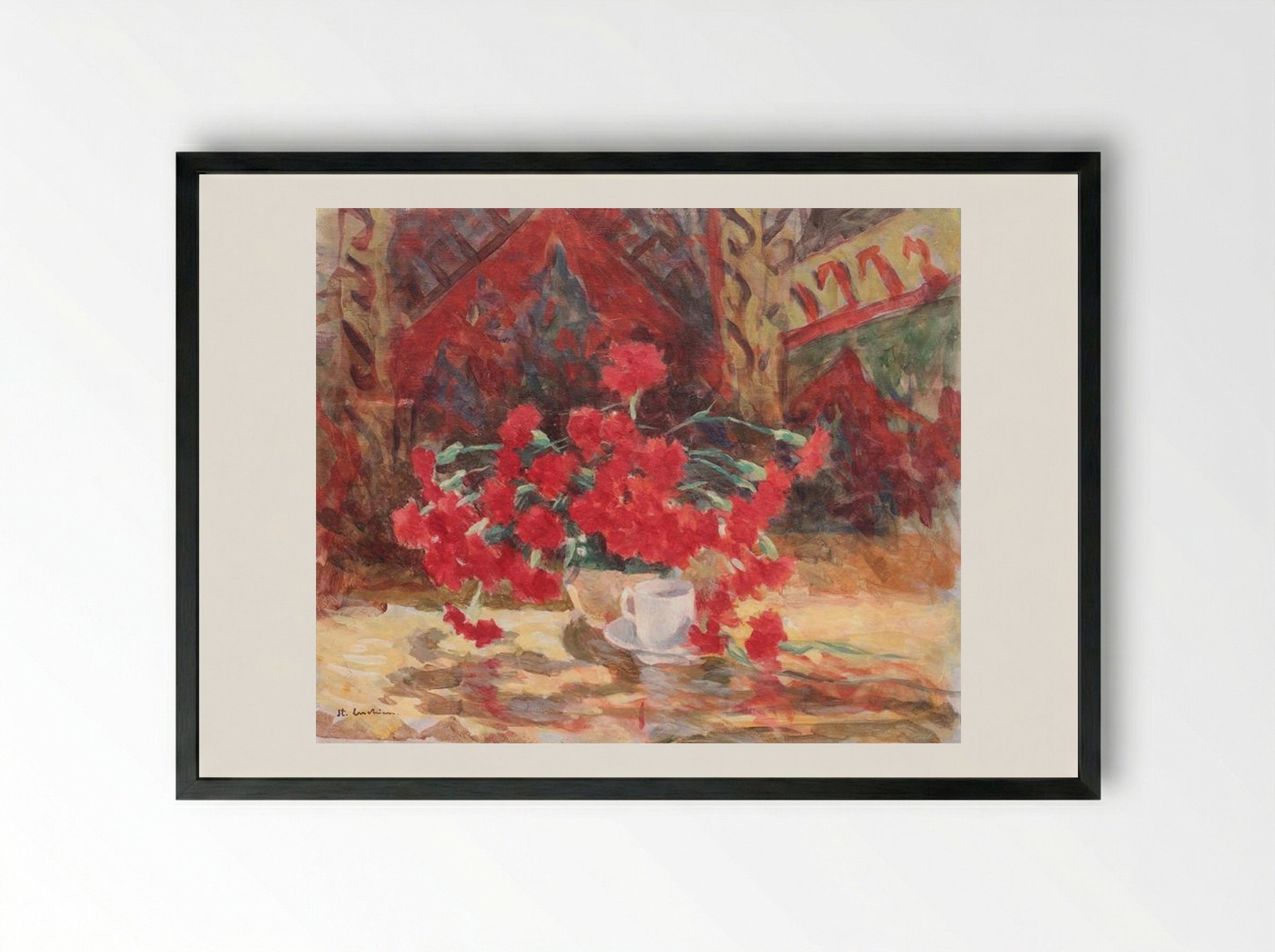 Interior cu garoafe - Stefan Luchian - Framed Print Black