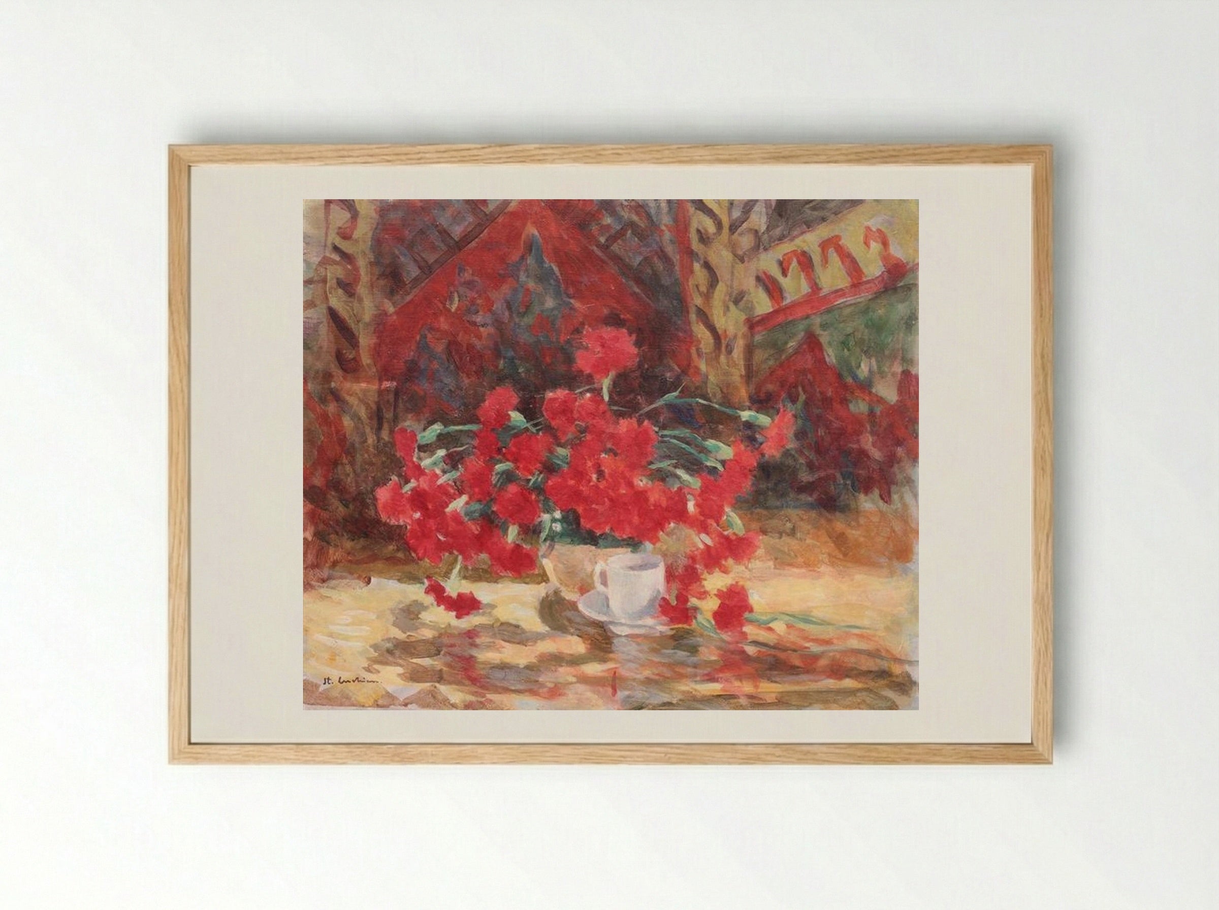 Interior cu garoafe - Stefan Luchian - Framed Print Wood