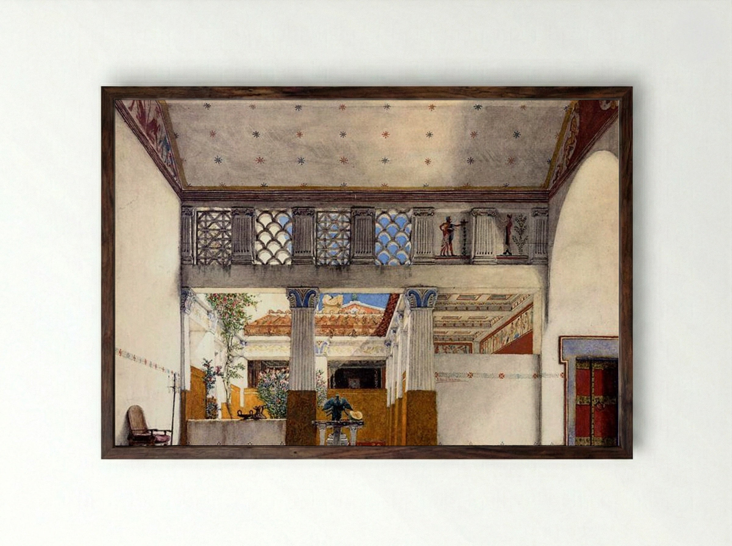 Interior of Caius Martius House - Sir Lawrence Alma-Tadema - Framed Print Dark Wood