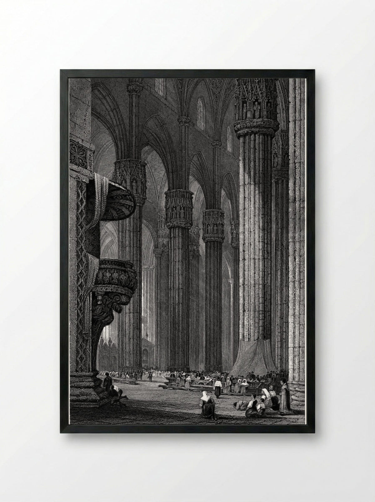 Interior of Milan Cathedral - Samuel Prout - Framed Print Black