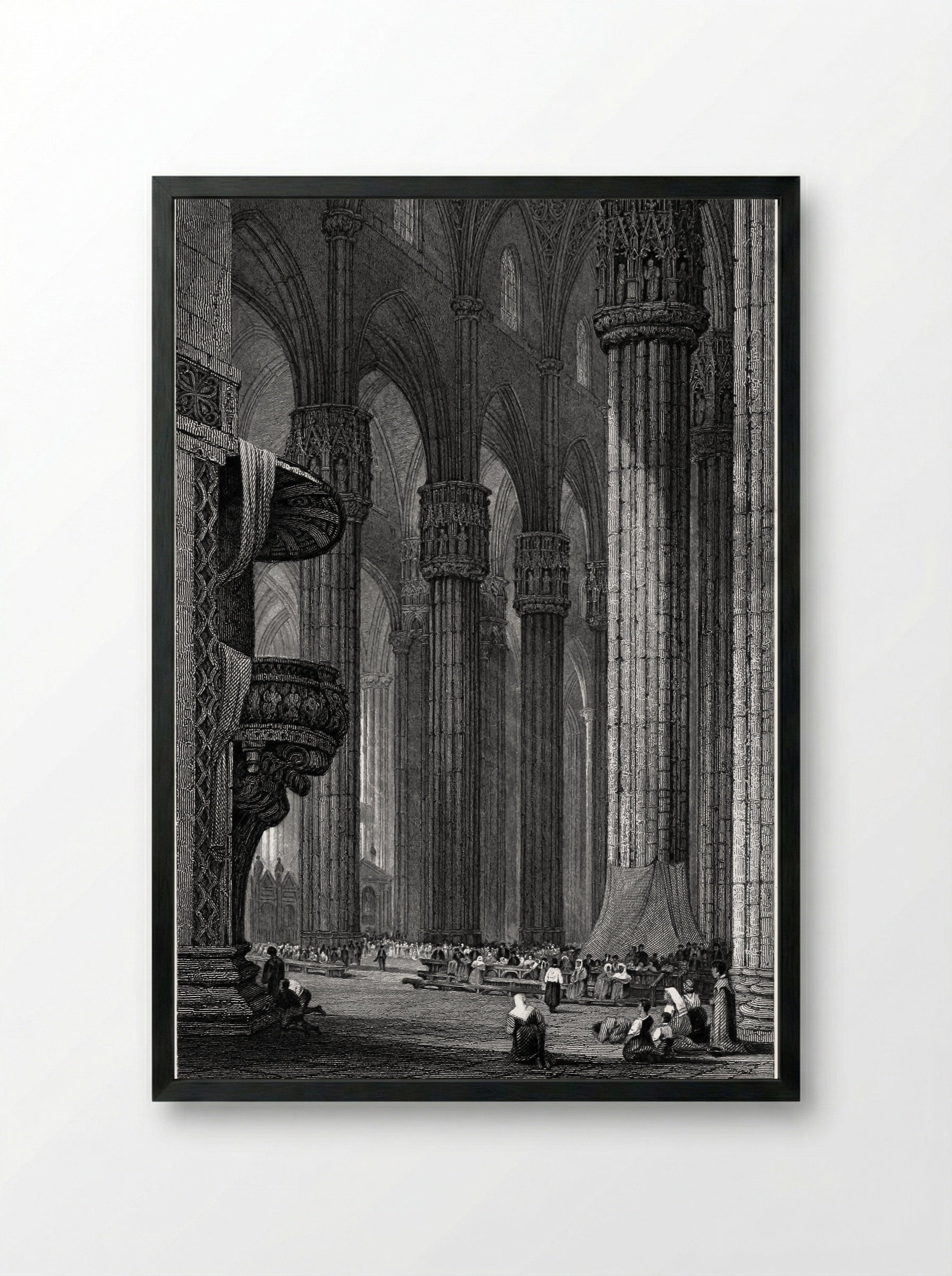Interior of Milan Cathedral - Samuel Prout - Framed Print Black