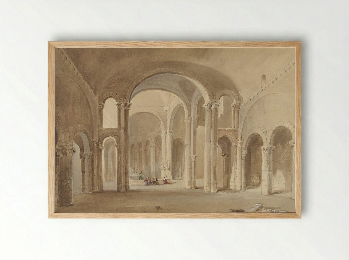 Interior of Saint-Hilaire, Poitiers - Alexis Nicolas Noël - Framed Print Wood