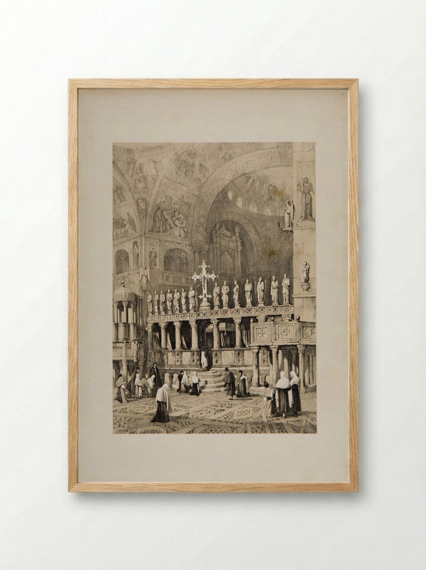 Interior of St Mark's Basilica, Venice - Samuel Prout - Framed Print Wood