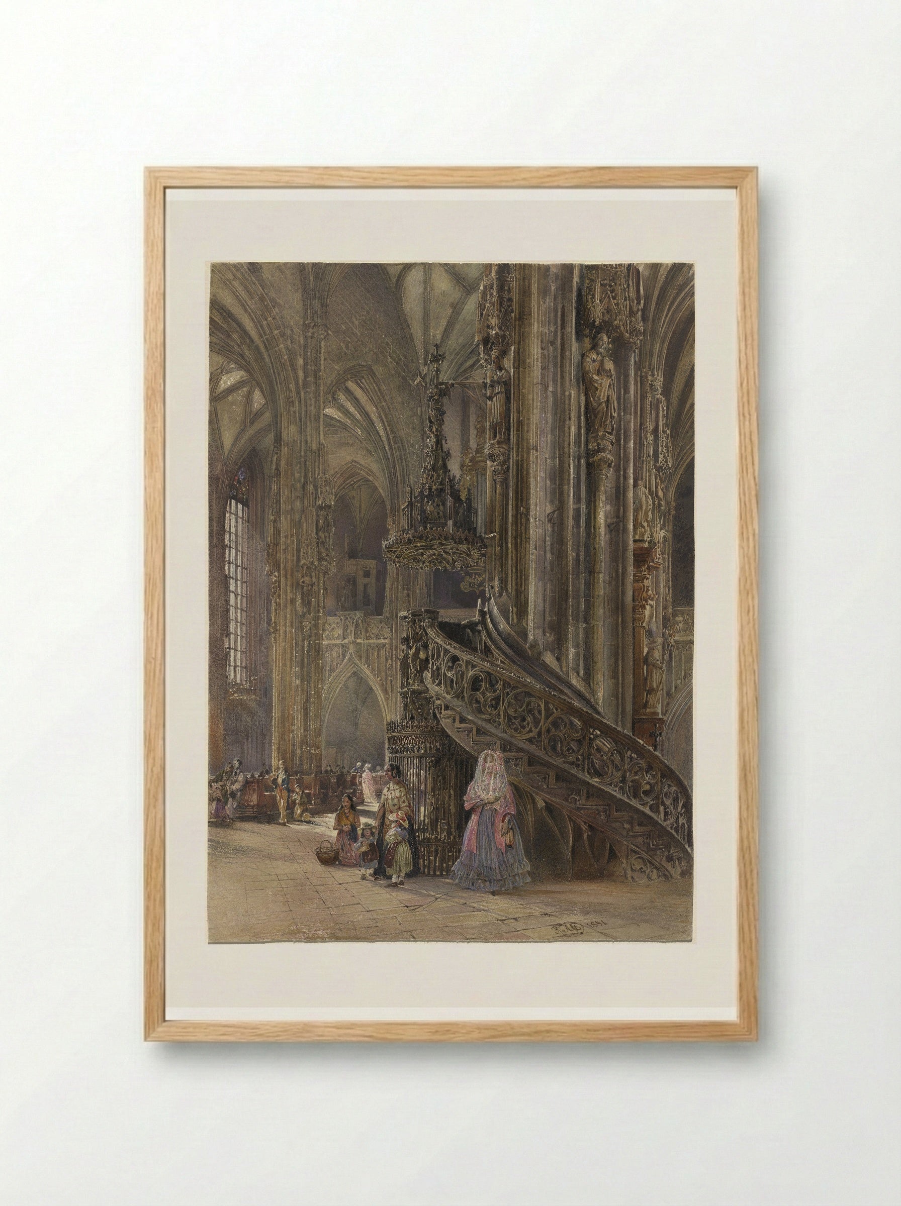 Interior of St. Stephen's Cathedral, Vienna - Rudolf von Alt - Framed Print Wood