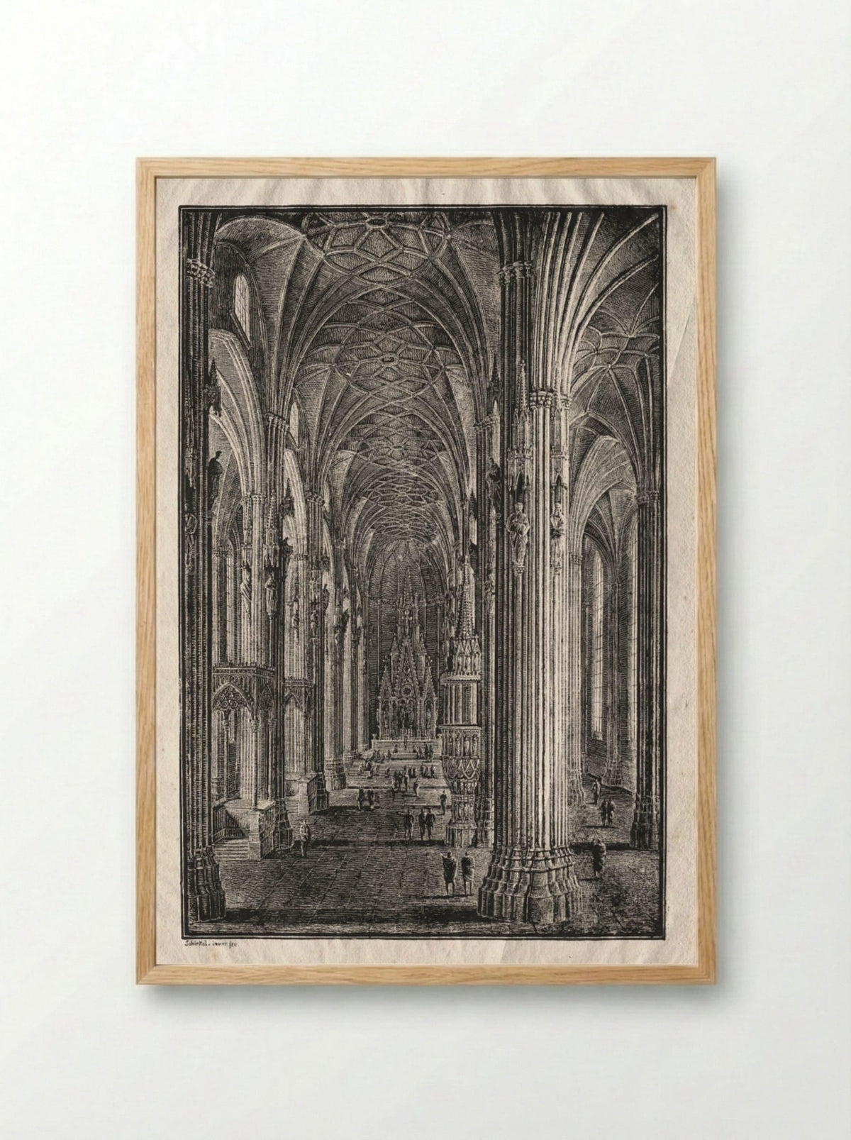 Interior of St. Stephen's Cathedral in Vienna - Karl Friedrich Schinkel - Framed Print Wood