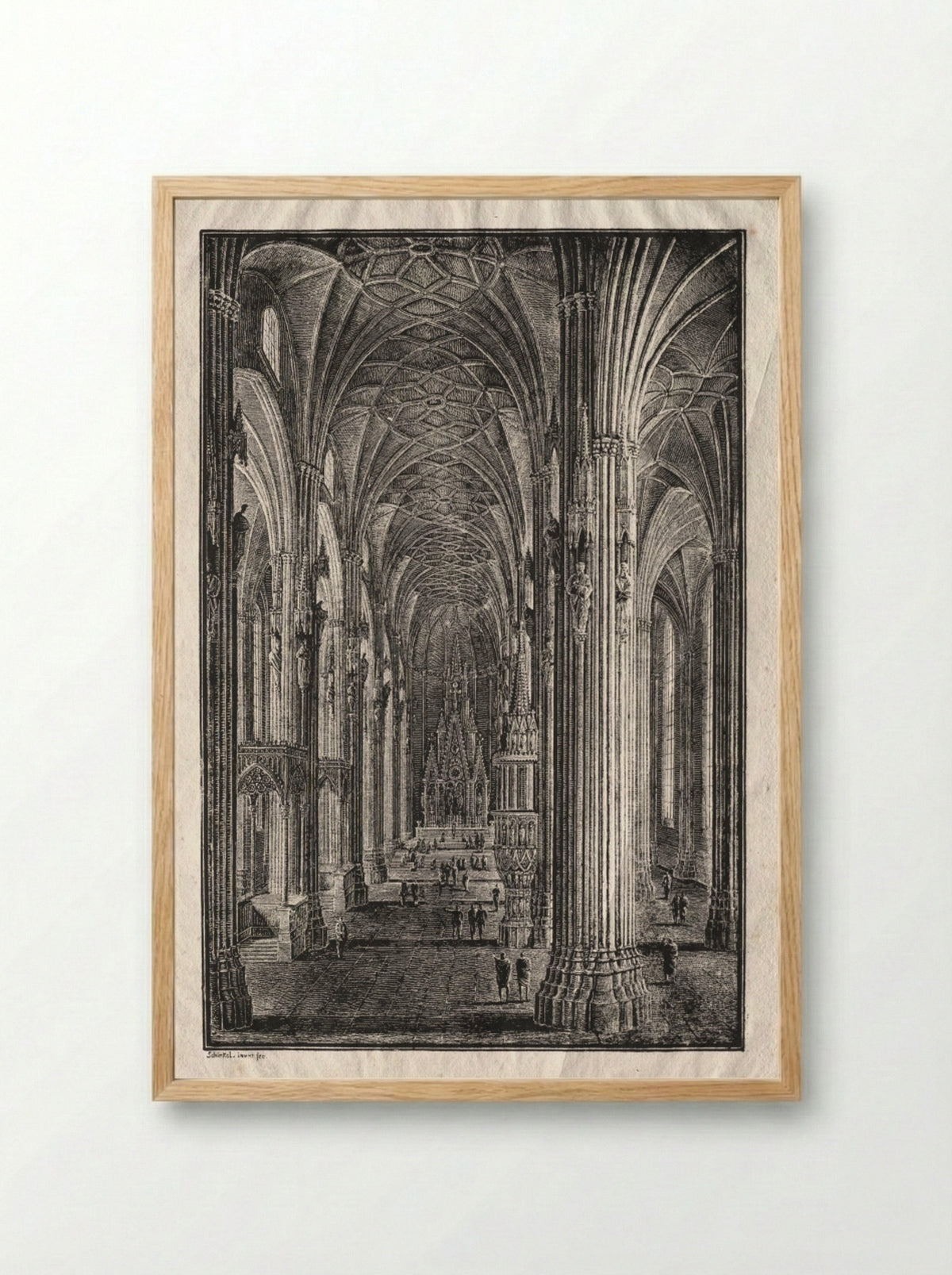 Interior of St. Stephen's Cathedral in Vienna - Karl Friedrich Schinkel - Framed Print Wood
