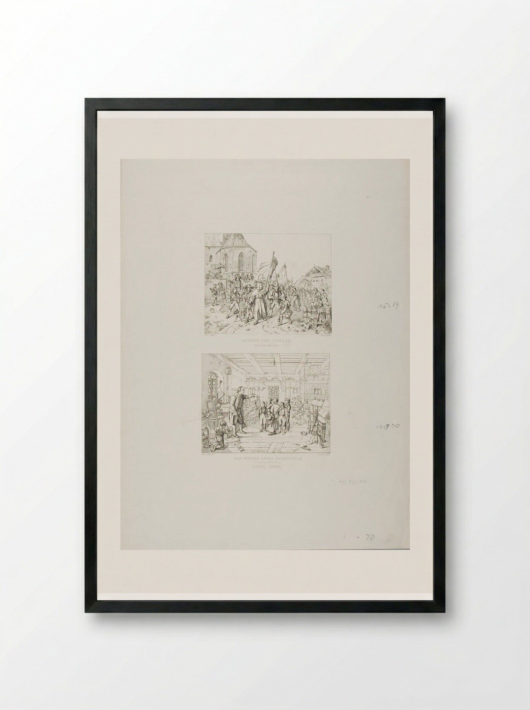 Interior of Village School - Adrian Ludwig Richter - Framed Print Black